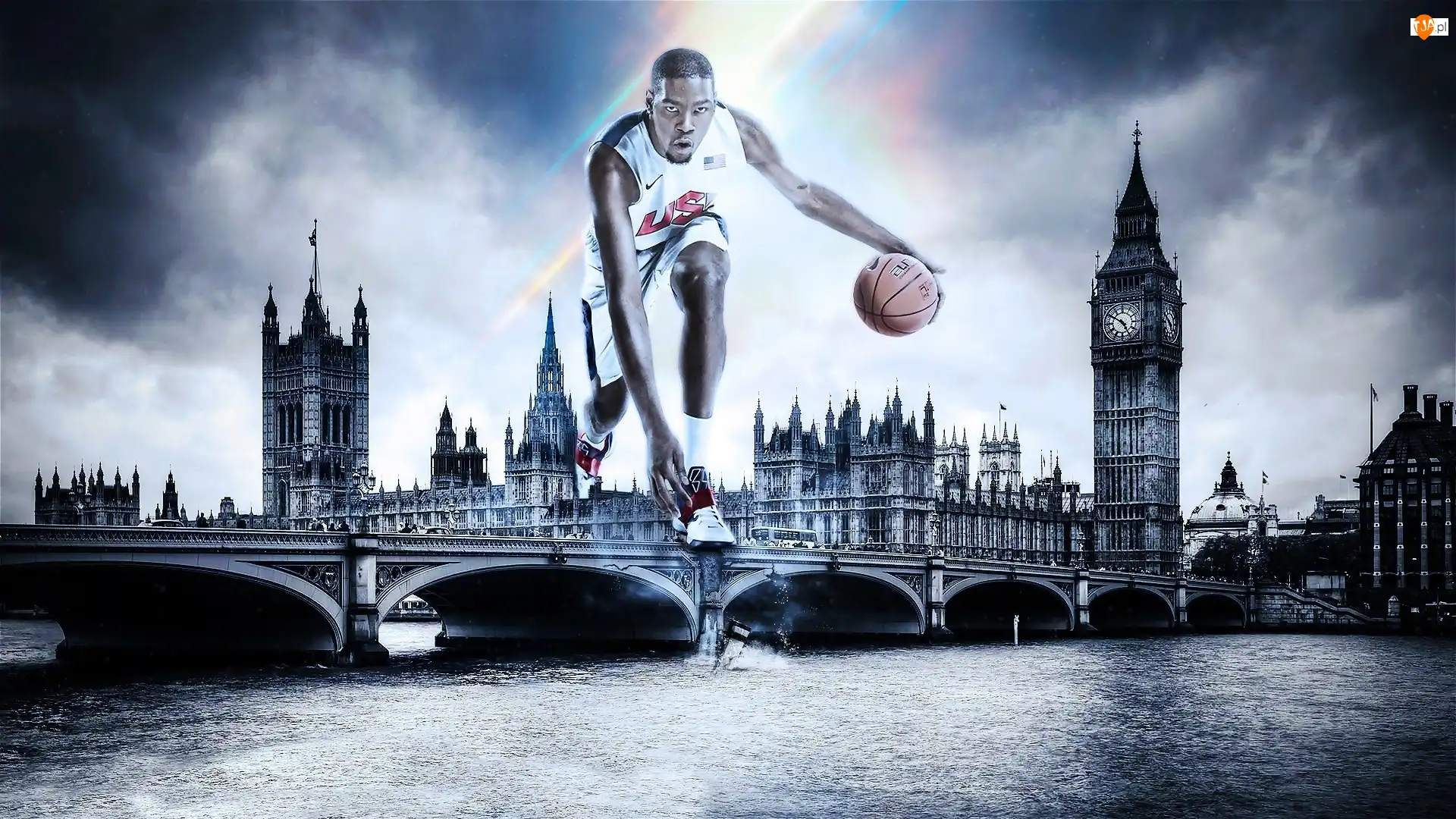 Londyn, Grafika, Koszykarz, Kevin Durant