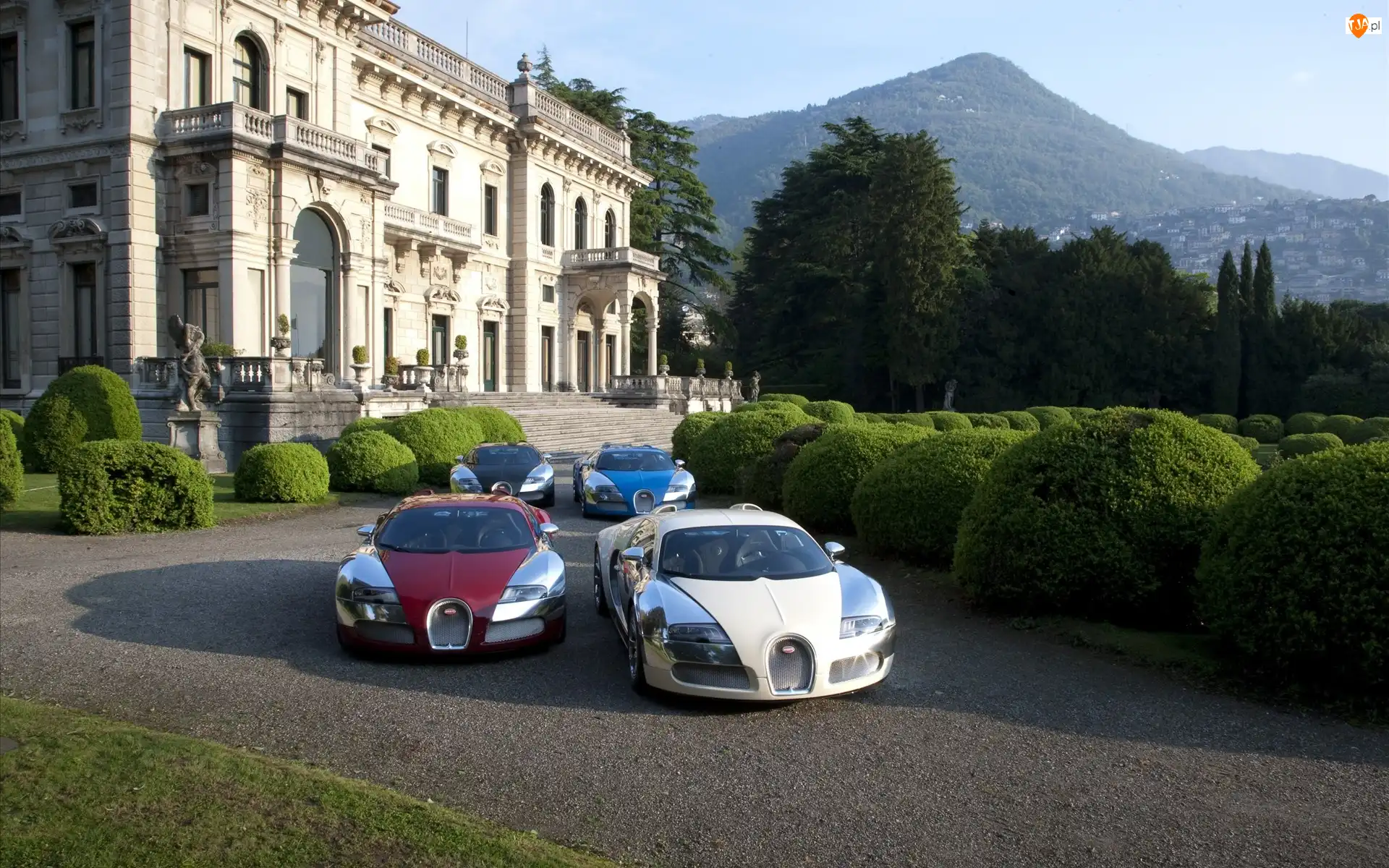 Góry, Bugatti Veyron, Pałac, Zieleń