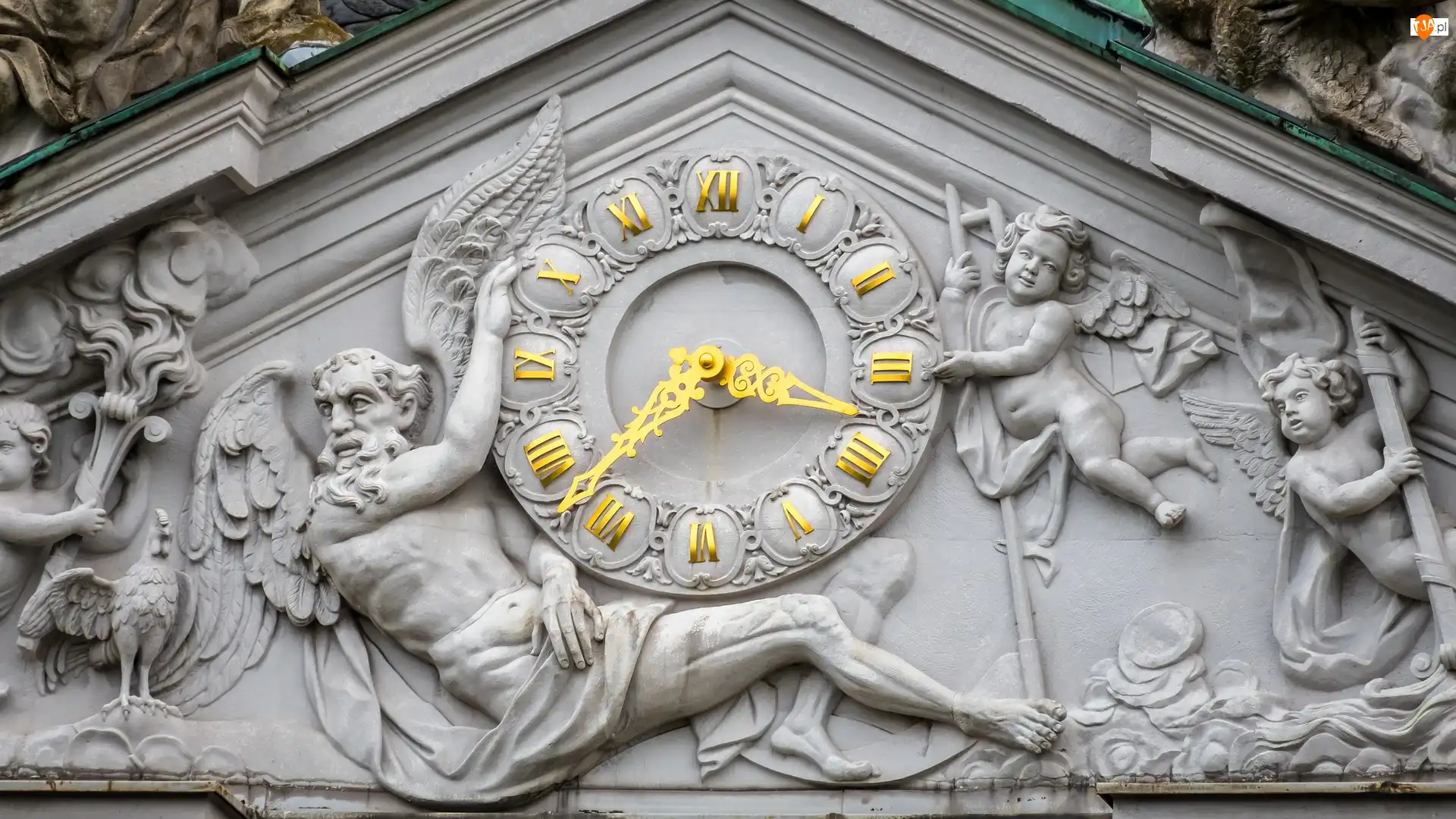 Anioły, Zegar, Rzeźba