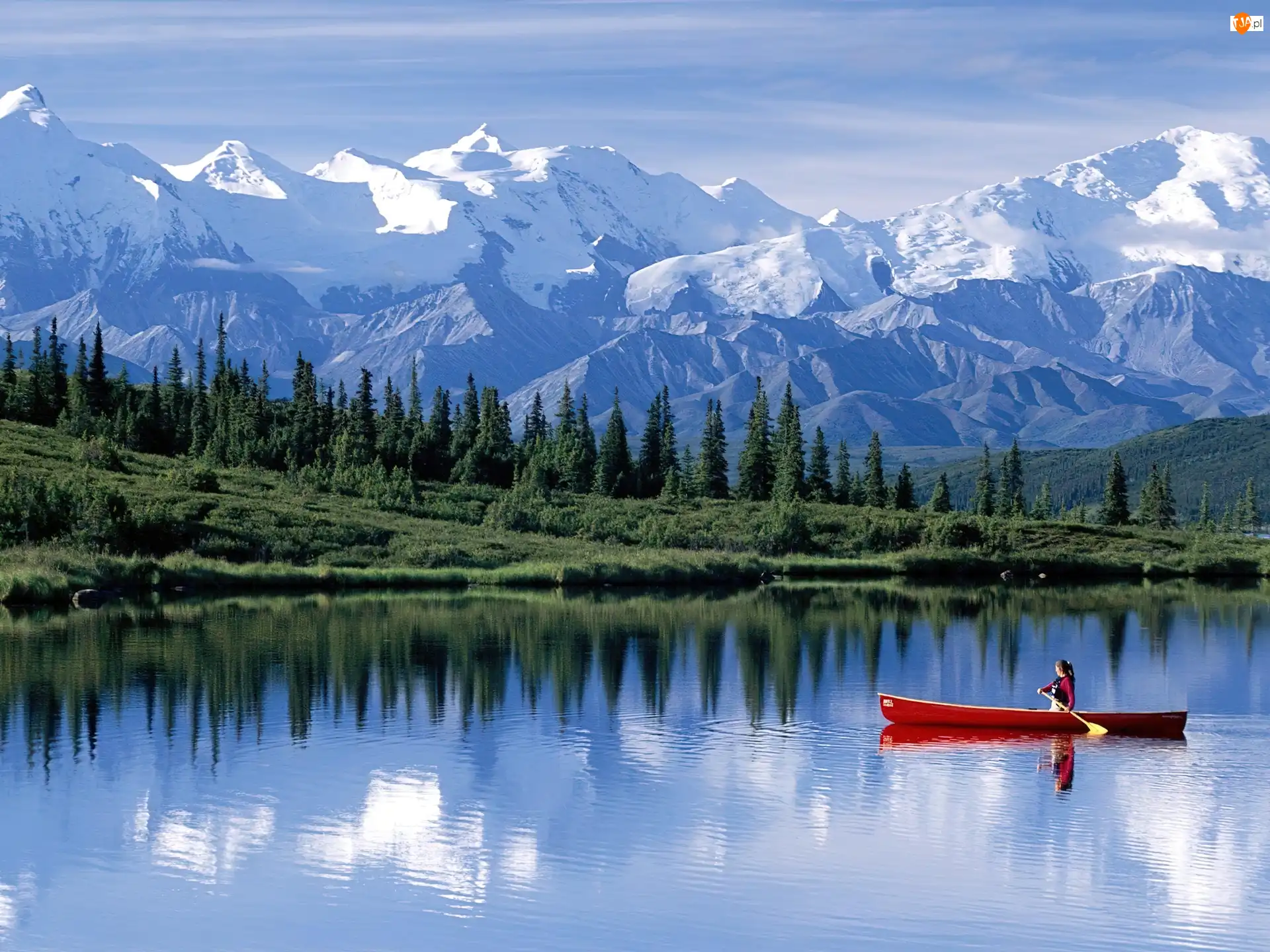 Ameryka, Alaska, Góry, Czółno, Północna, Jezioro