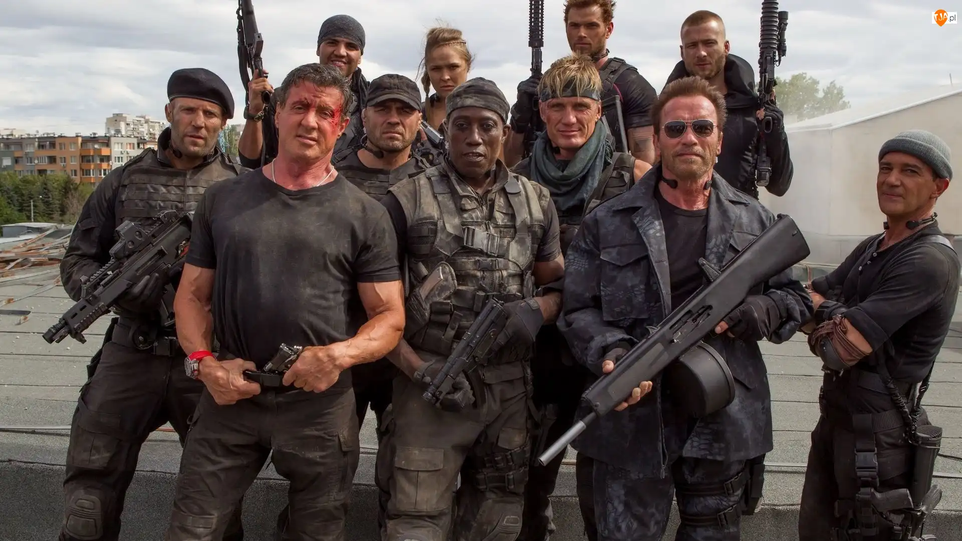 Antonio Banderas, Wesley Snipes, Dolph Lundgren, Randy Couture, Niezniszczalni 3, Film, Jason Statham, The Expendables 3, Sylvester Stallone, Arnold Schwarzenegger