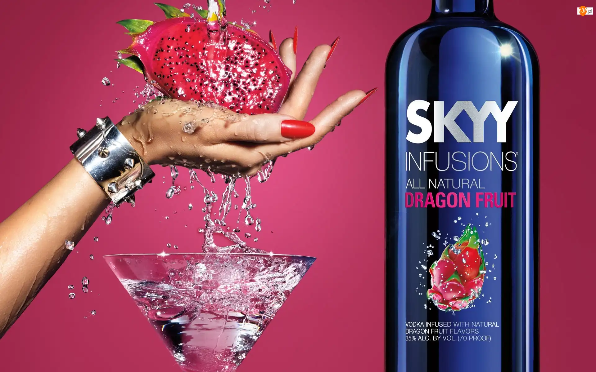 Ręka, Kieliszek, Skyy, Wódka, Owoc