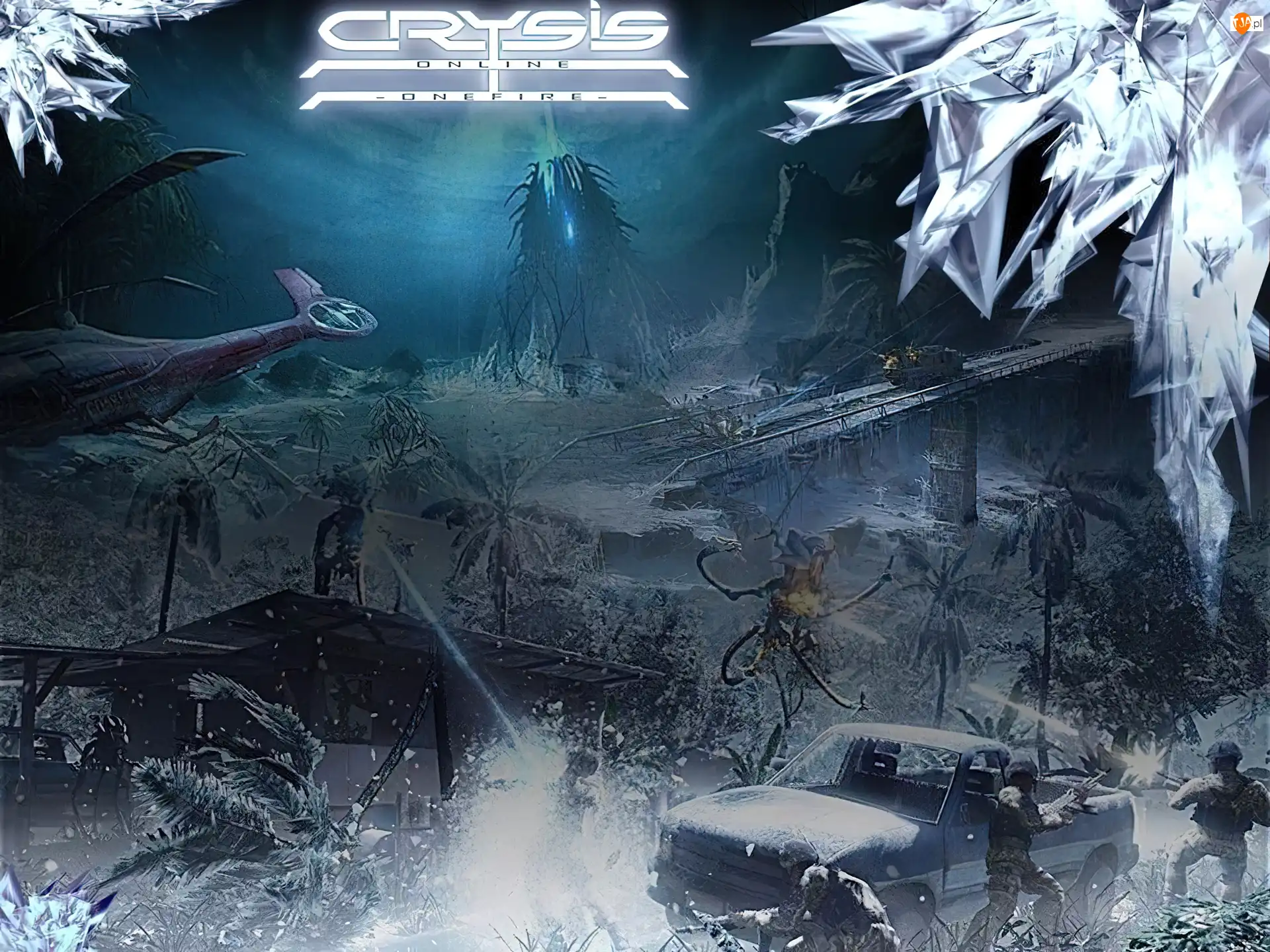 helikopter, most, dżungla, Crysis, żołnierz