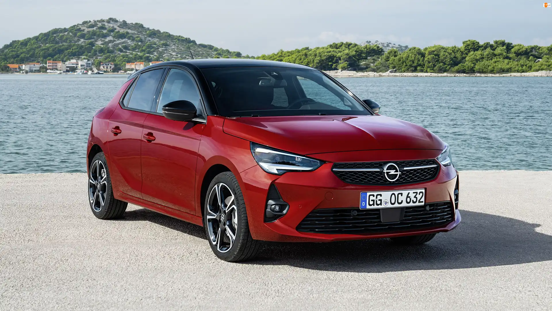 Wzgórza, Czerwony, Opel Corsa, 2020