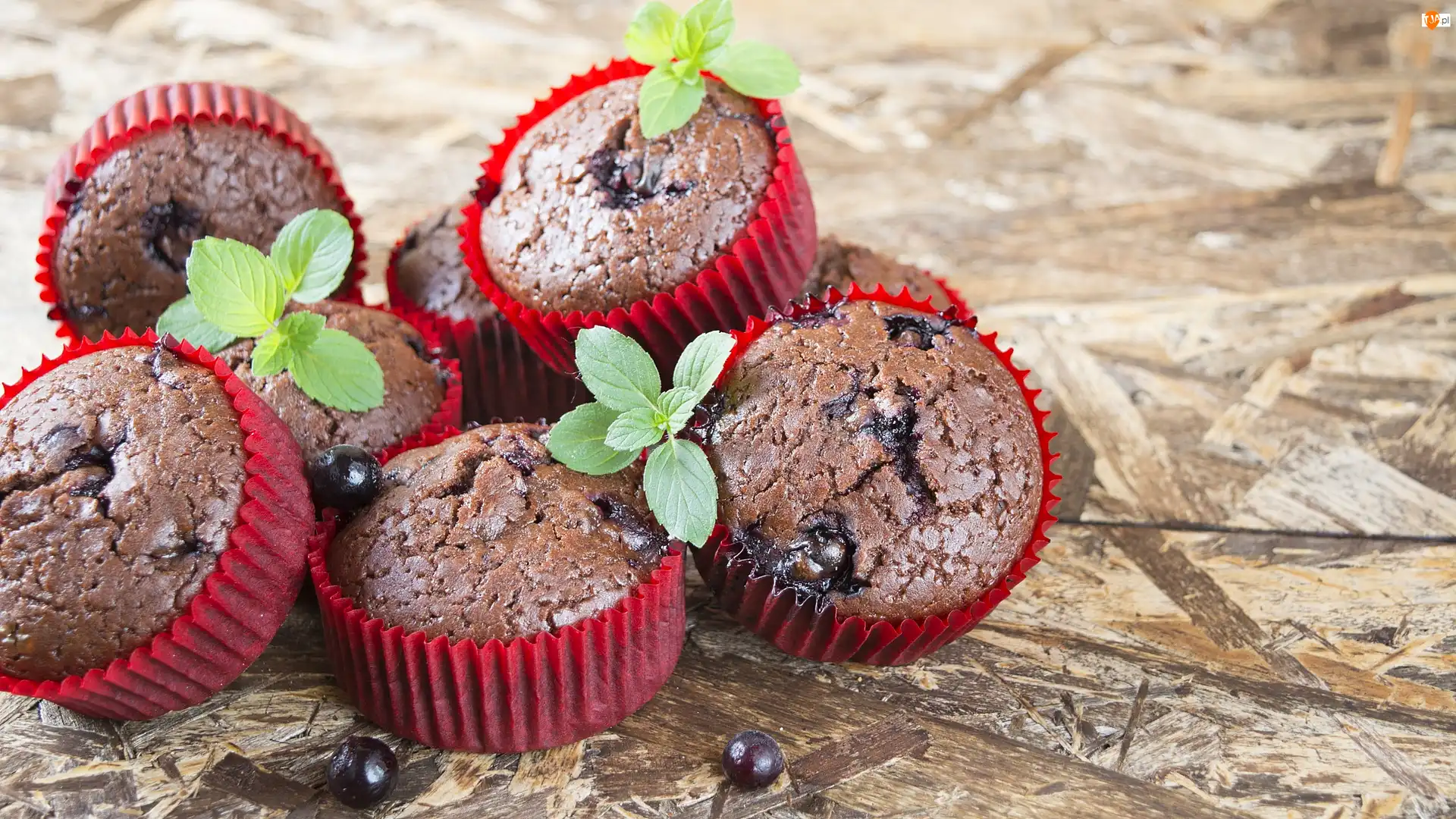Jagody, Mięty, Muffinki, Babeczki, Liście