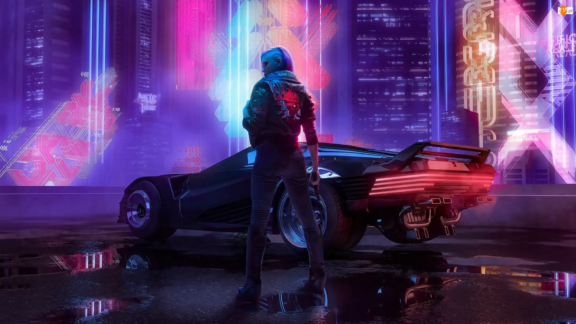 Kobieta, Broń, Cyberpunk 2077, Gra, Samochód