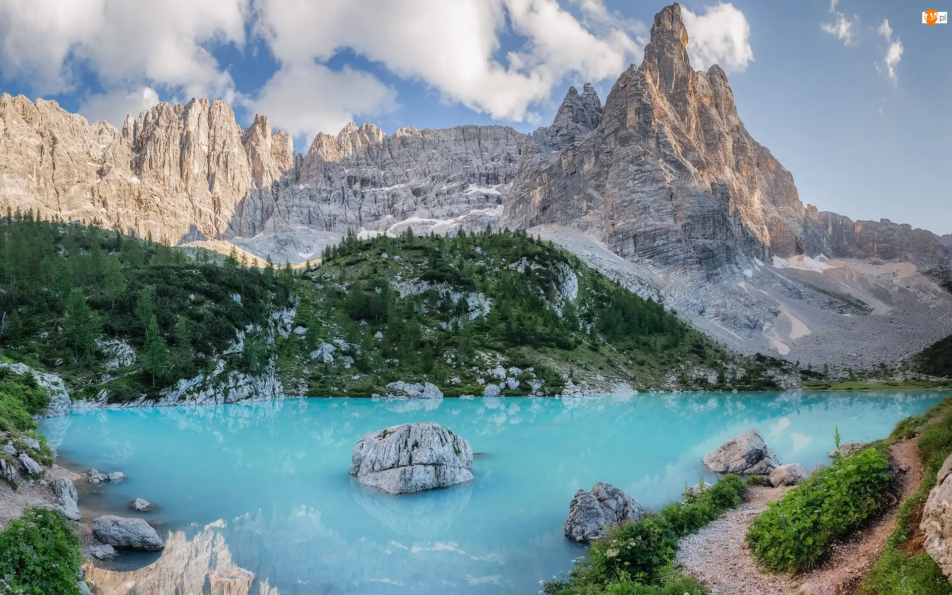 Sorapis Lake, Jezioro, Dolomity, Włochy, Góry, Masyw Sorapiss