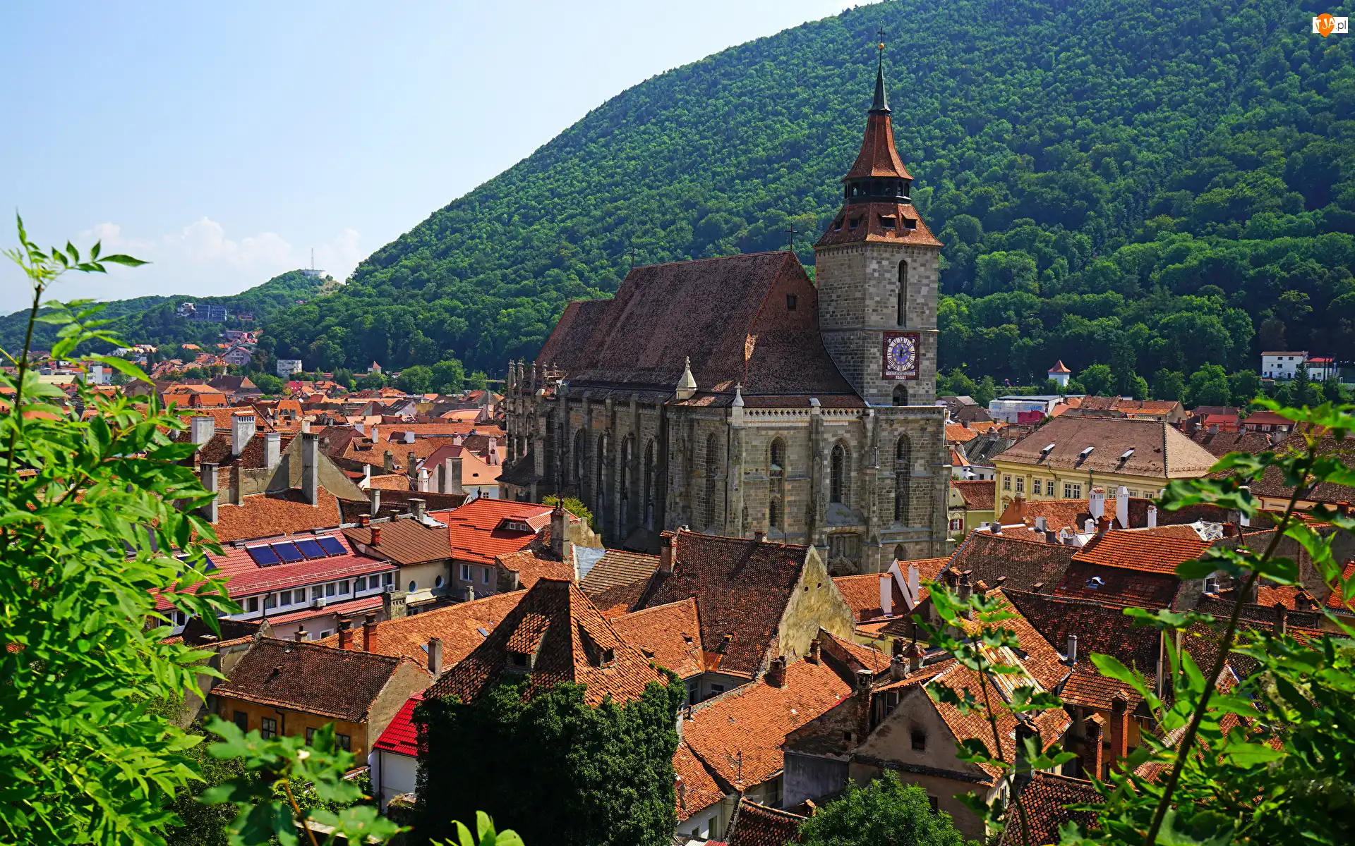 Kościół, Rumunia, Wyżyna Transylwańska, Domy, Miasto, Góry, Las, Braszów