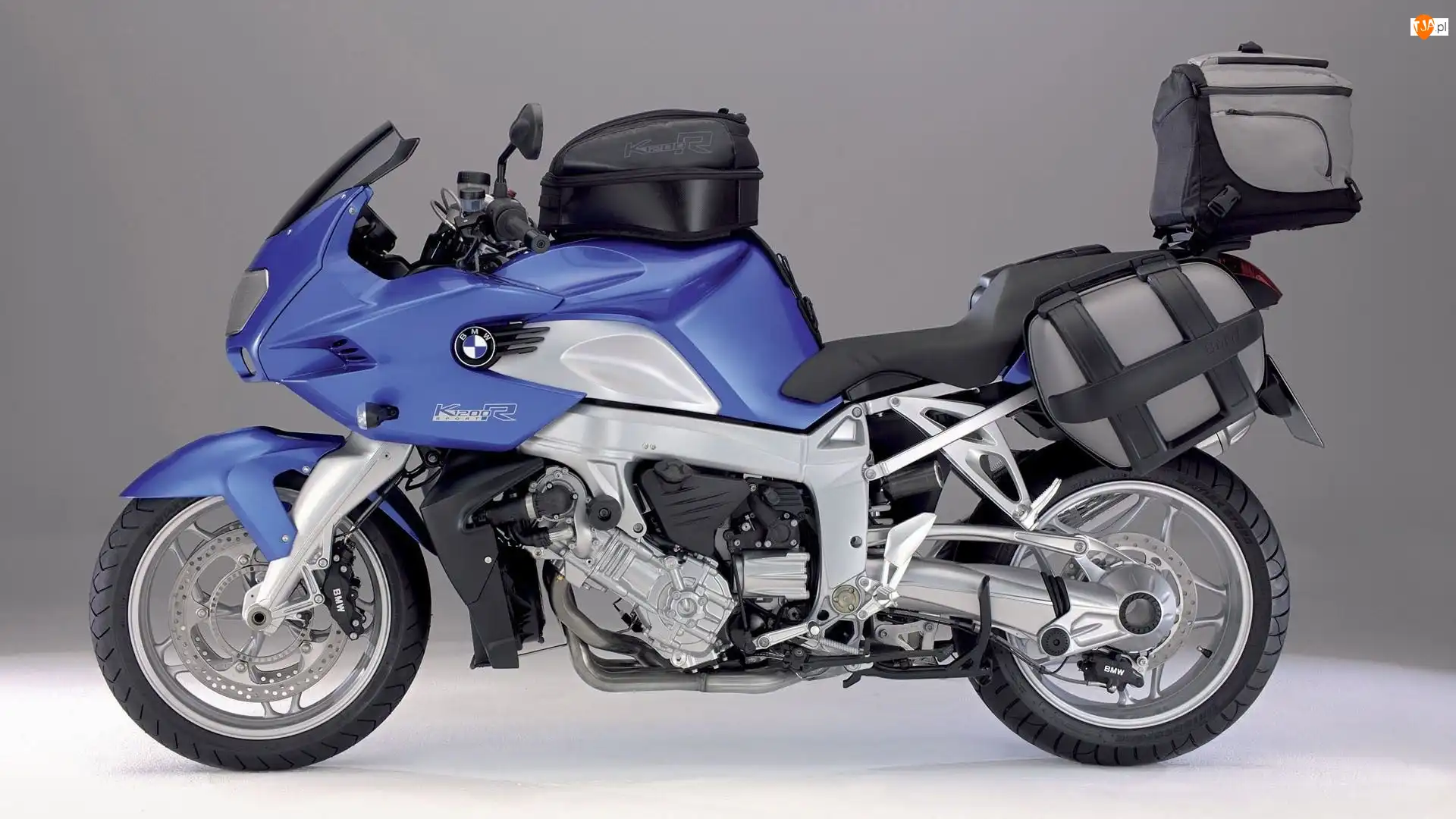 Kufry, Niebieski, Motocykl, BMW K1200R
