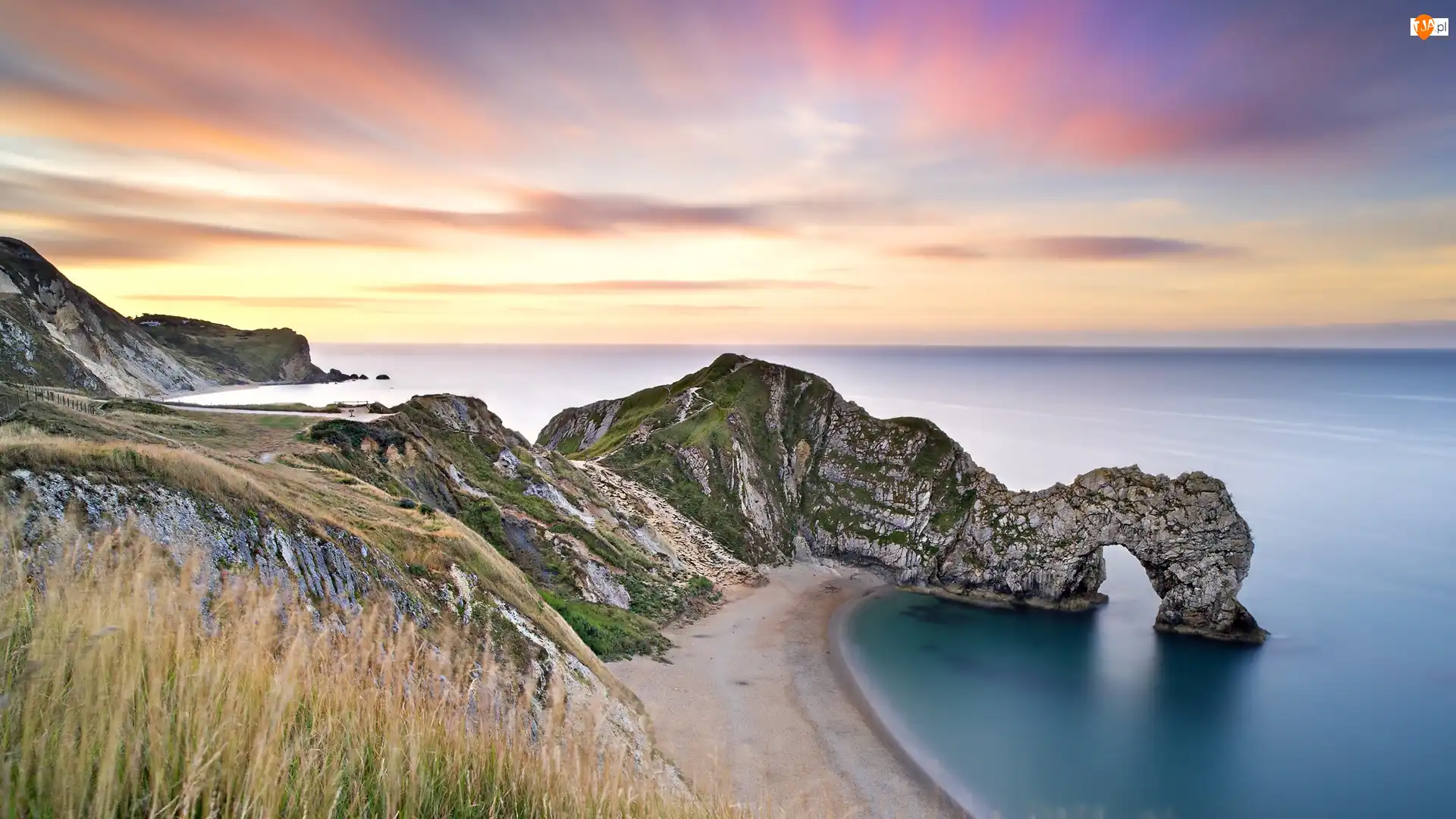 Skały, Anglia, Wybrzeże Jurajskie, Łuk, Hrabstwo Dorset, Plaża, Durdle Door, Morze