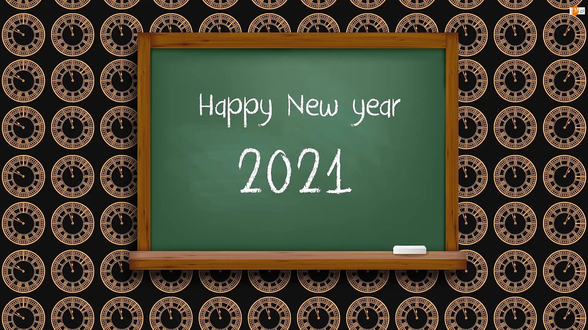 2021, Nowy Rok, Zegary, Tło, Tablica, Ciemne