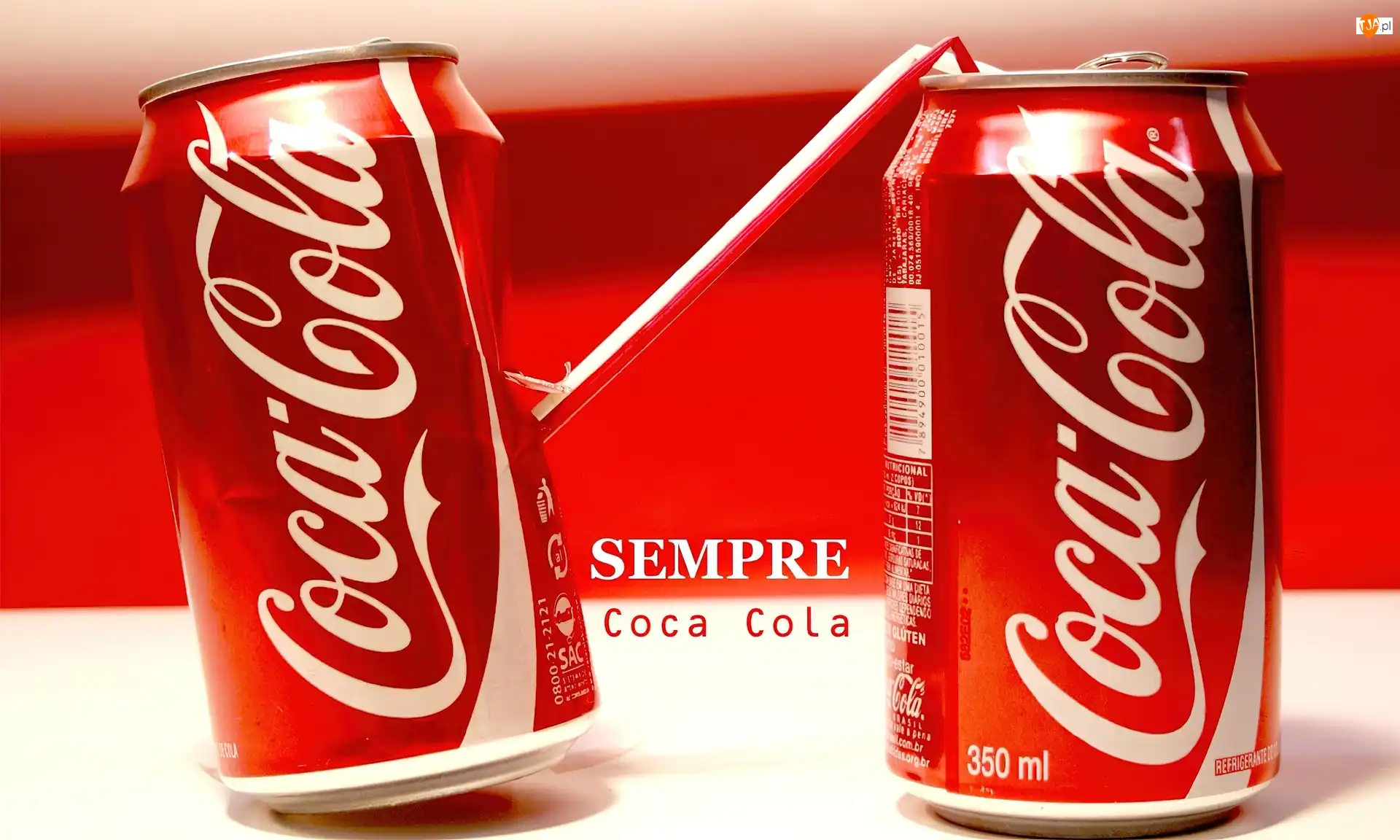 Coca, Słomka, Puszki, Dwie, Coli