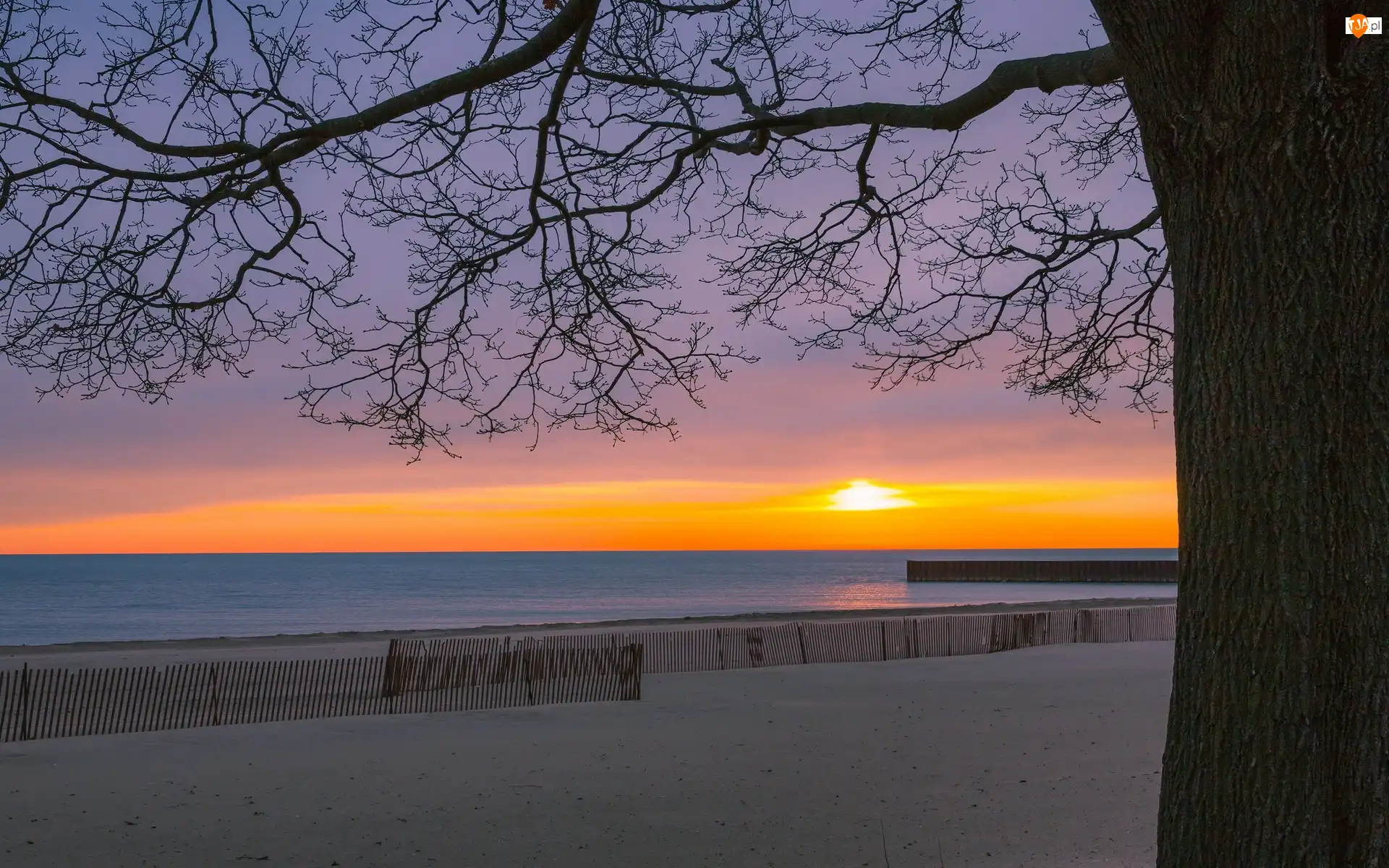 Słońca, Plaża, Morze, Zachód