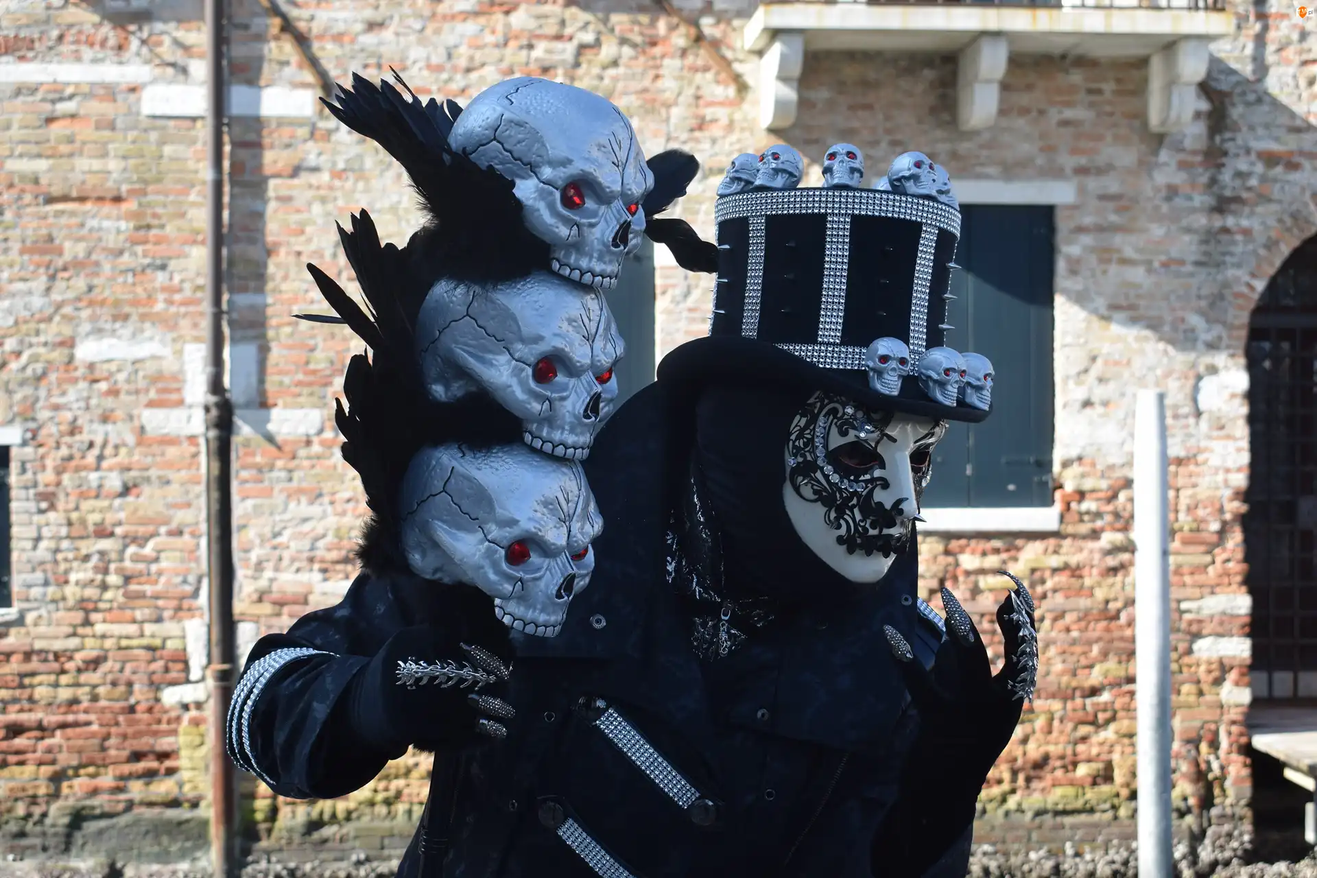 Karnawał, Człowiek, Maska, Czaszki, Maskarada, Kapelusz