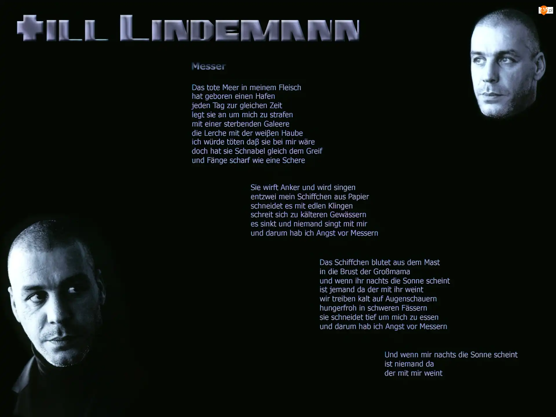 słowa piosenk, Rammstein, Messer, twarze