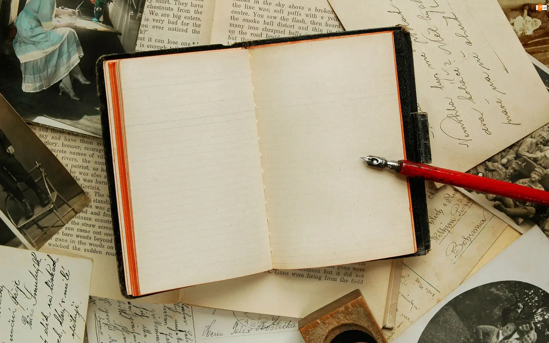 Kałamarz, Pióro, Kartki, Książka, Notes, Fotografie