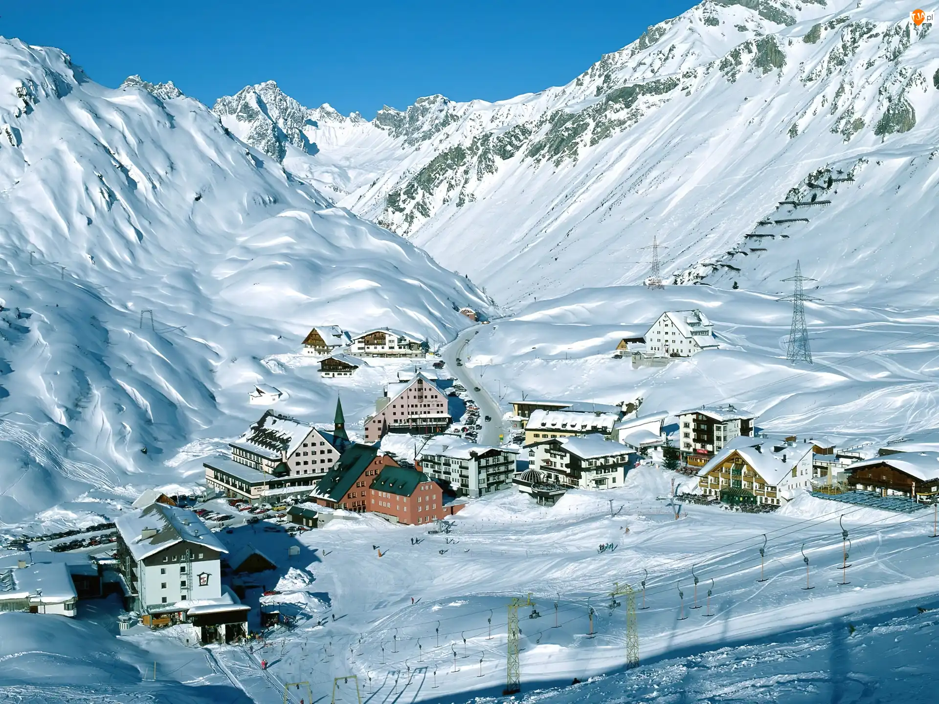 Arlberg, Kurort Narciarski, Austria, Śnieg, Tyrol, Zima