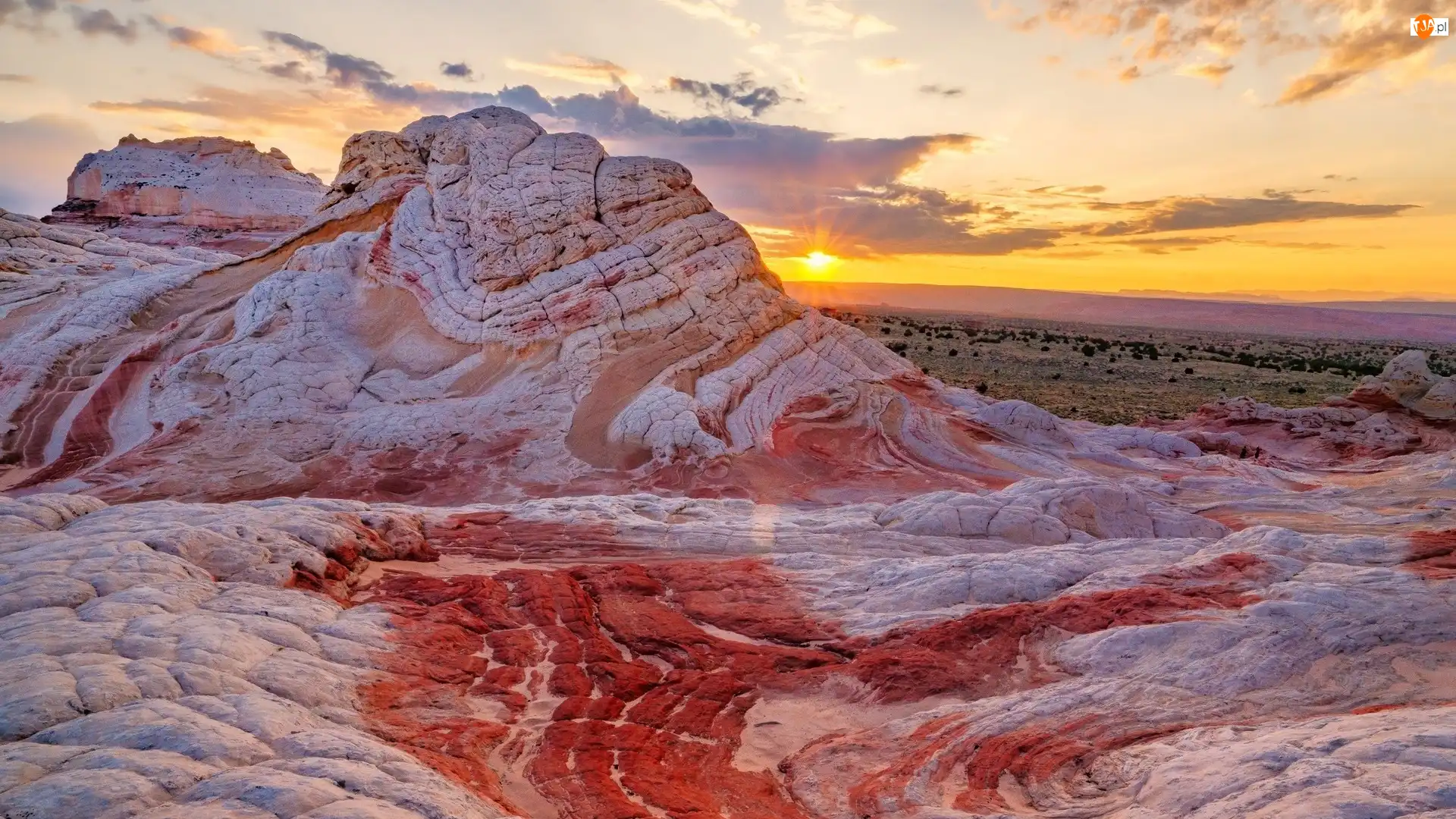 Skały, Zachód słońca, Vermillion Cliffs National Monument, Stany Zjednoczone, Marble Canyon, Arizona