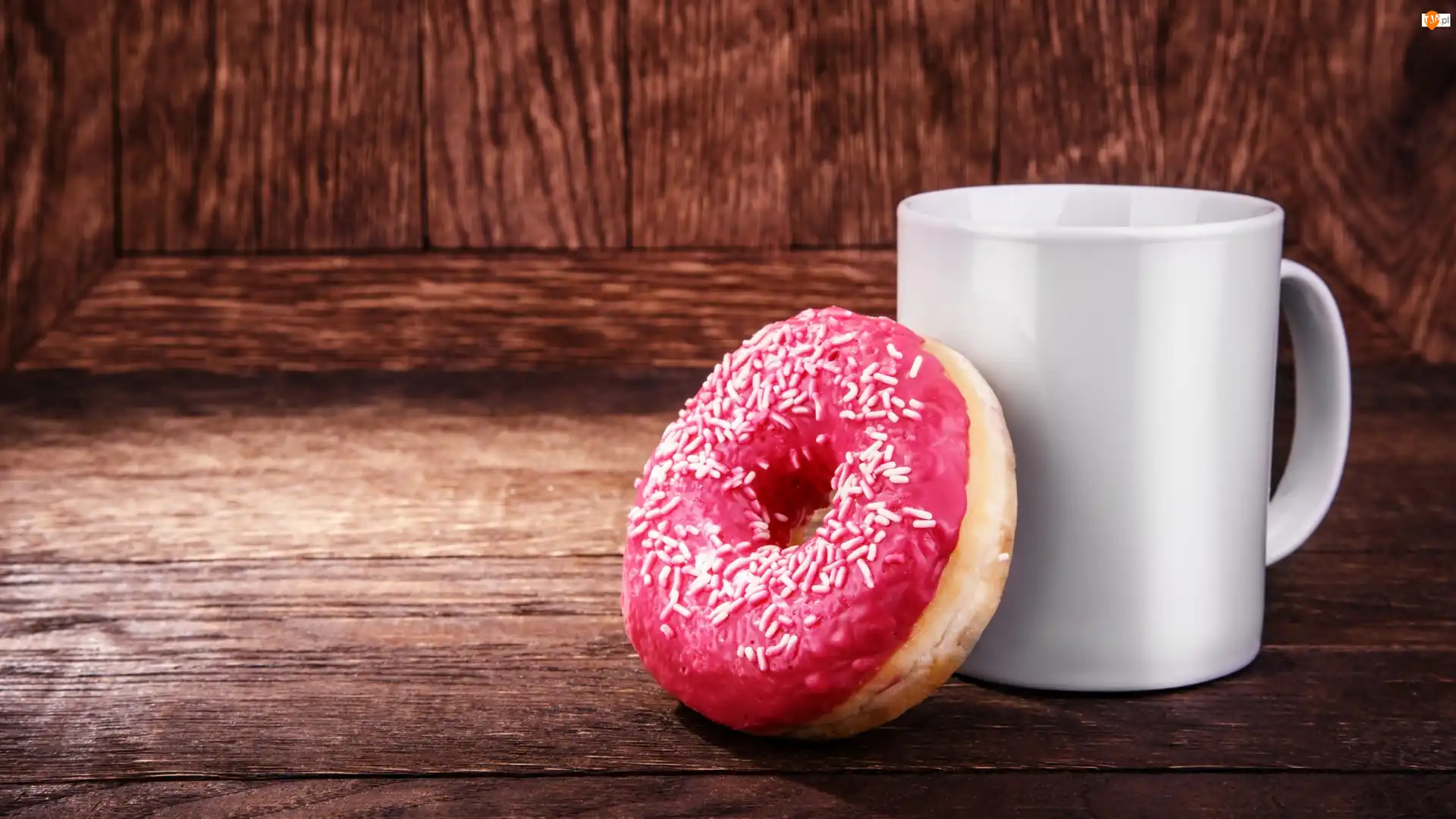 Donut, Kubek, Pączek, Lukrowany, Biały