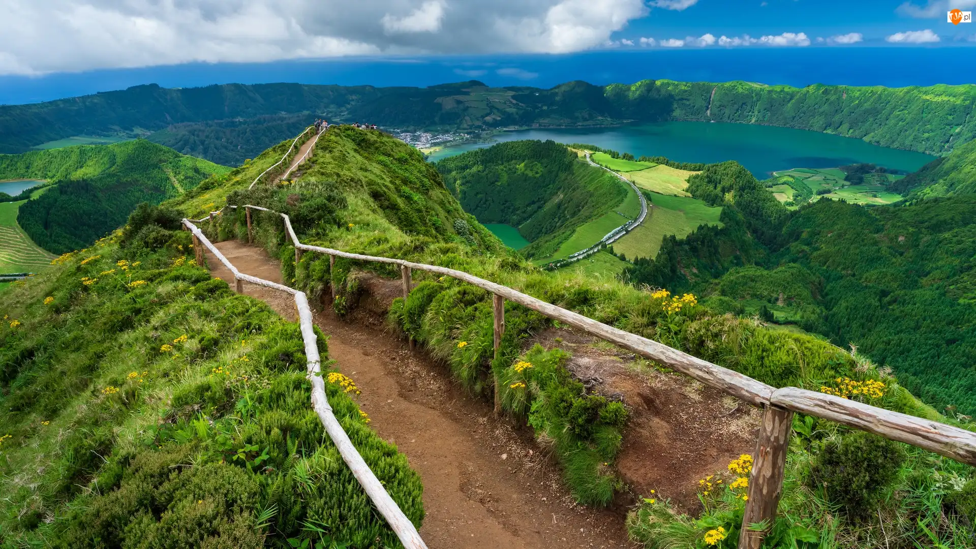 Portugalia, Lagoa Rasa, Wyspa Sao Miguel, Jezioro, Szlak, Droga, Kaldera, Miradouro da Boca do Inferno, Góry, Azory