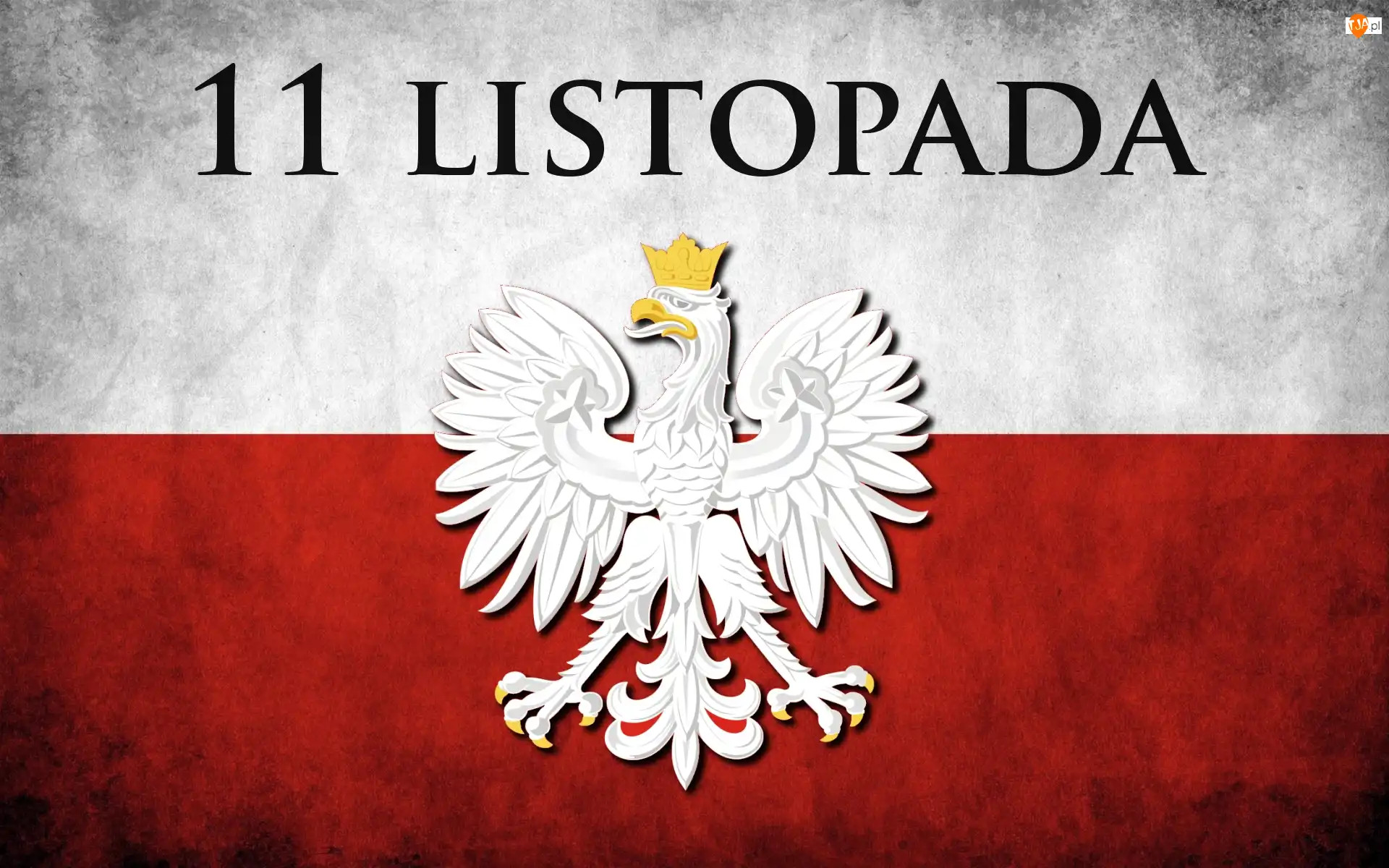 11 listopada Polska, Godło Polski, Data, Biało-czerwona, Napis, Orzeł, Korona, Narodowe Święto Niepodległości, Flaga