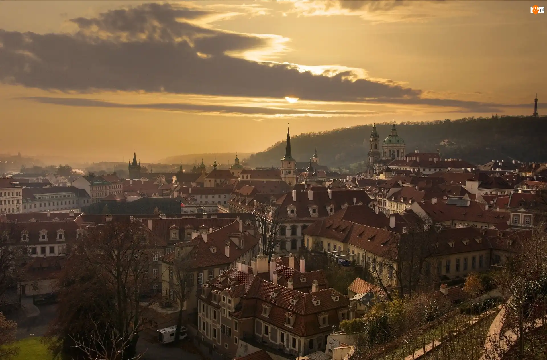 Zachód Słońca, Czechy, Praga, Miasto