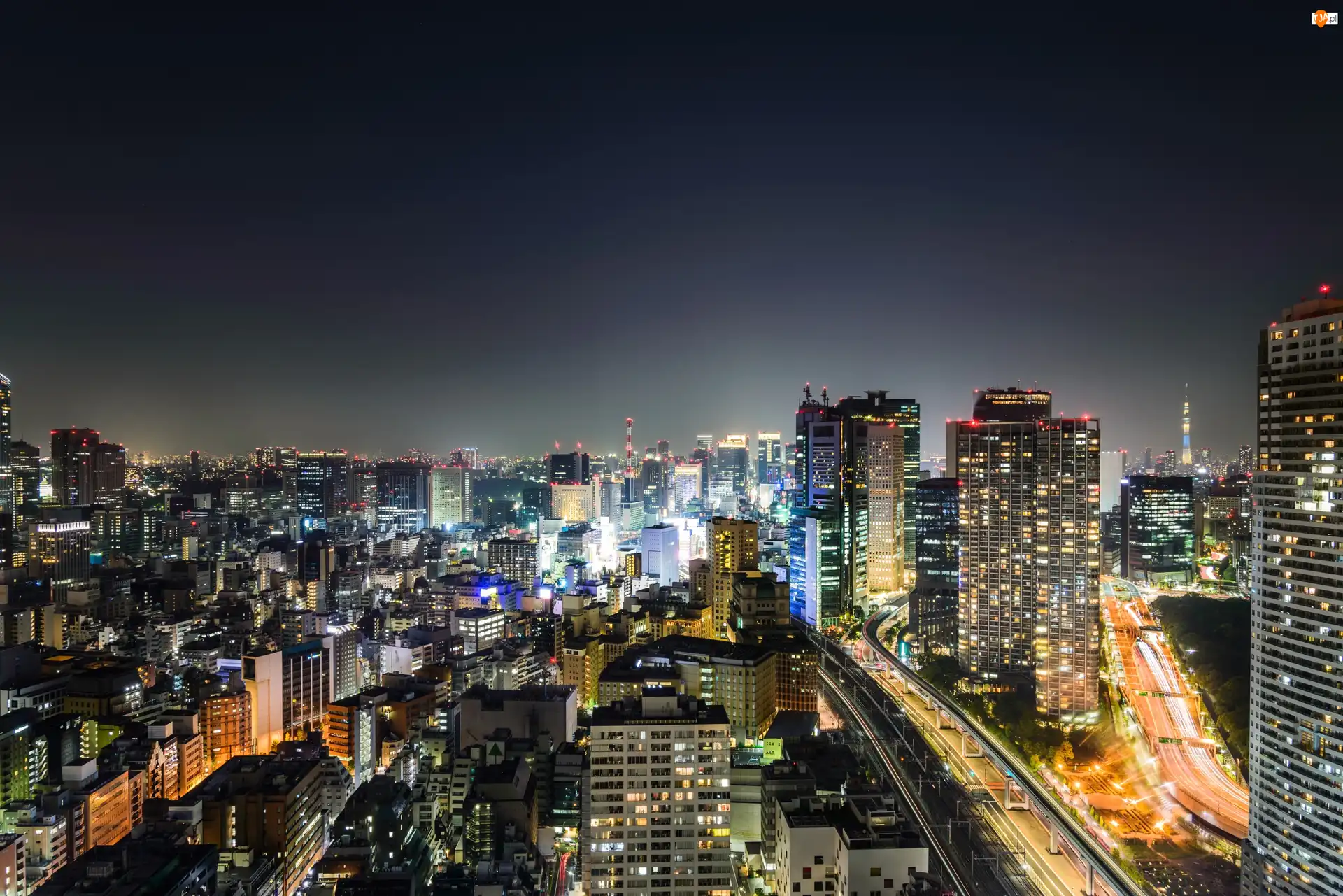 Z lotu ptaka, Tokio, Miasto nocą