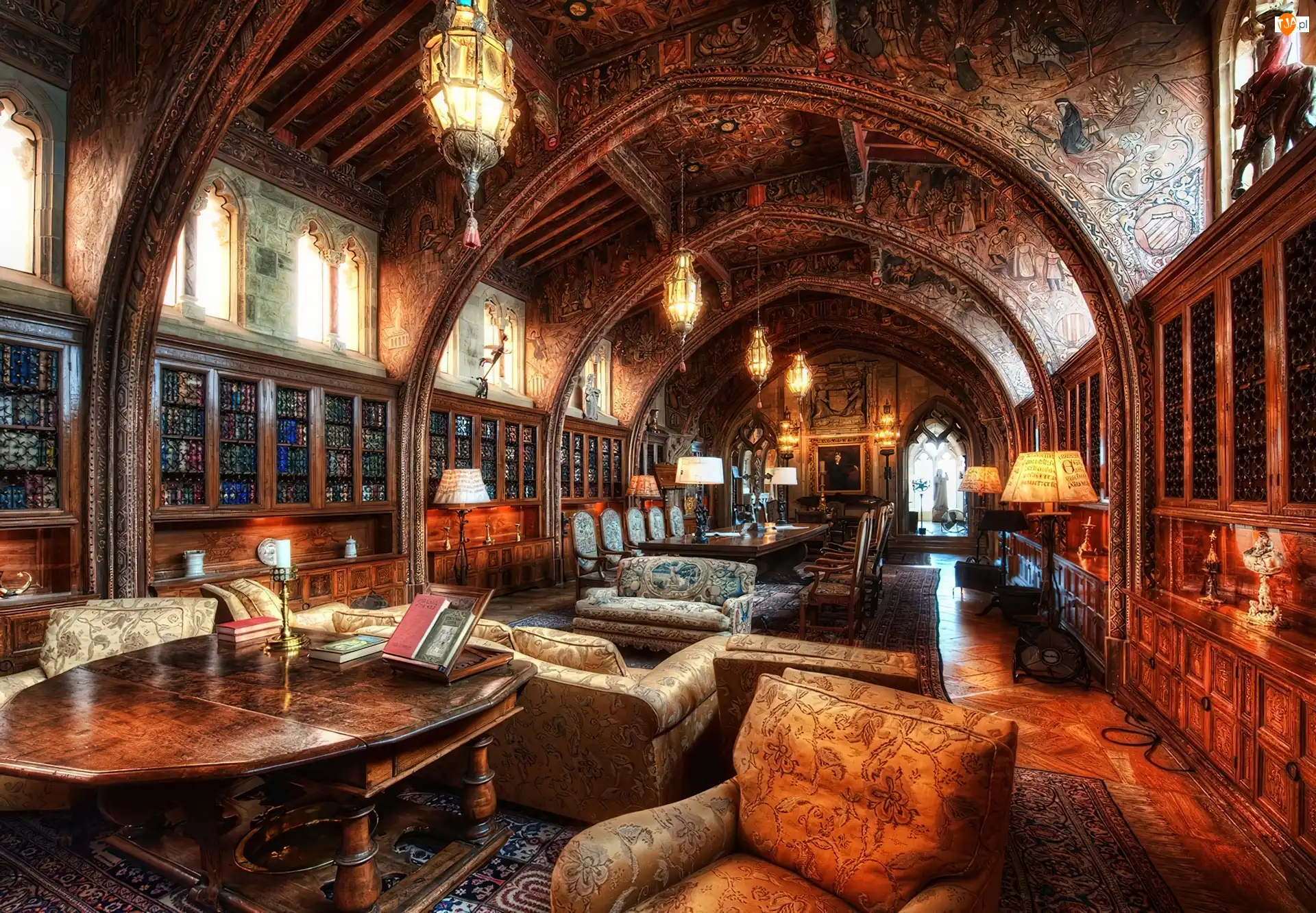 Biblioteka, Kalifornia, Mała, Wnętrze, Hearst Castel