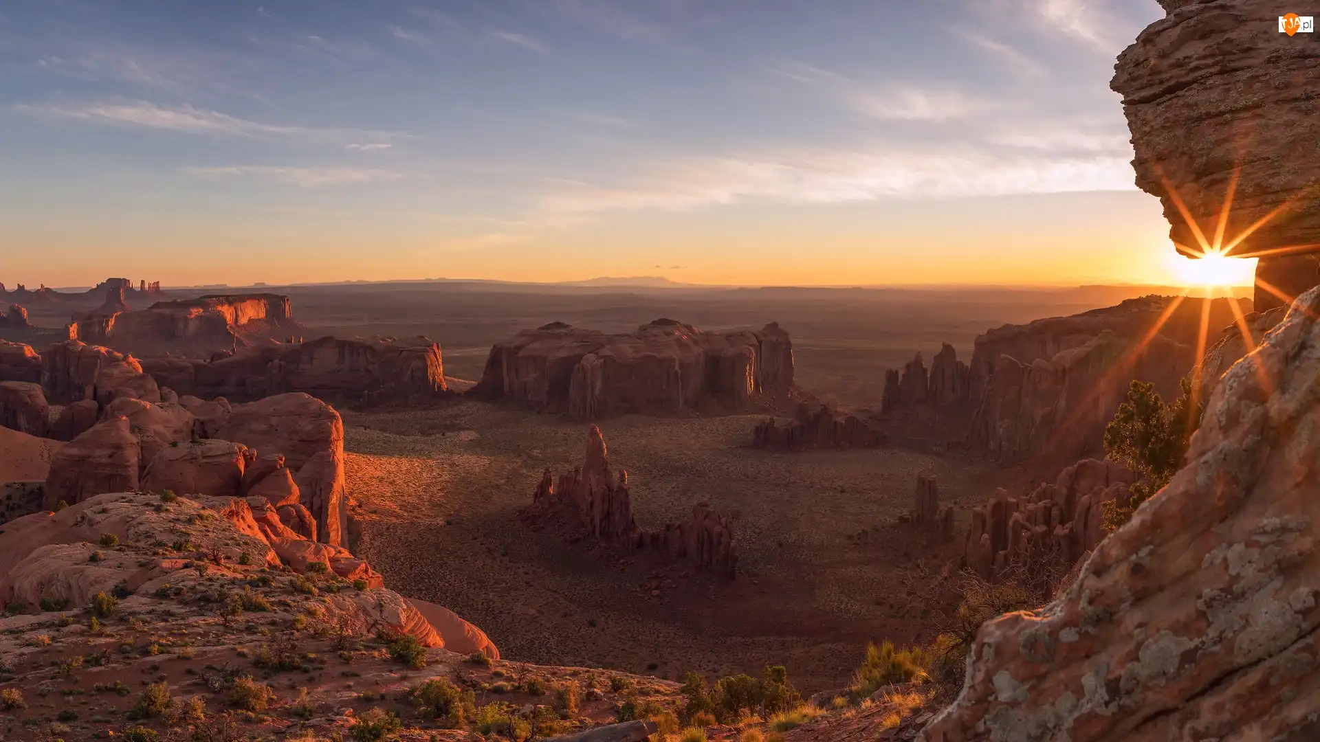 Formacje skalne, Stany Zjednoczone, Słońce, Skały, Monument Valley