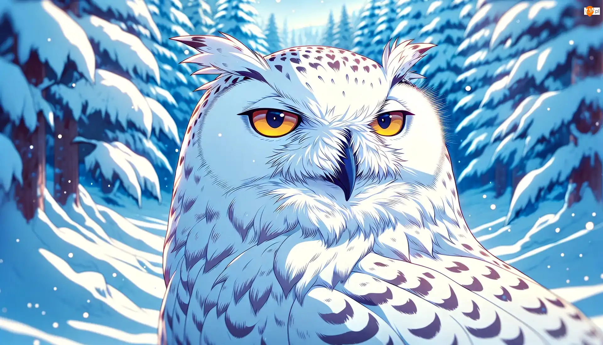 Grafika, Sowa śnieżna, Zima