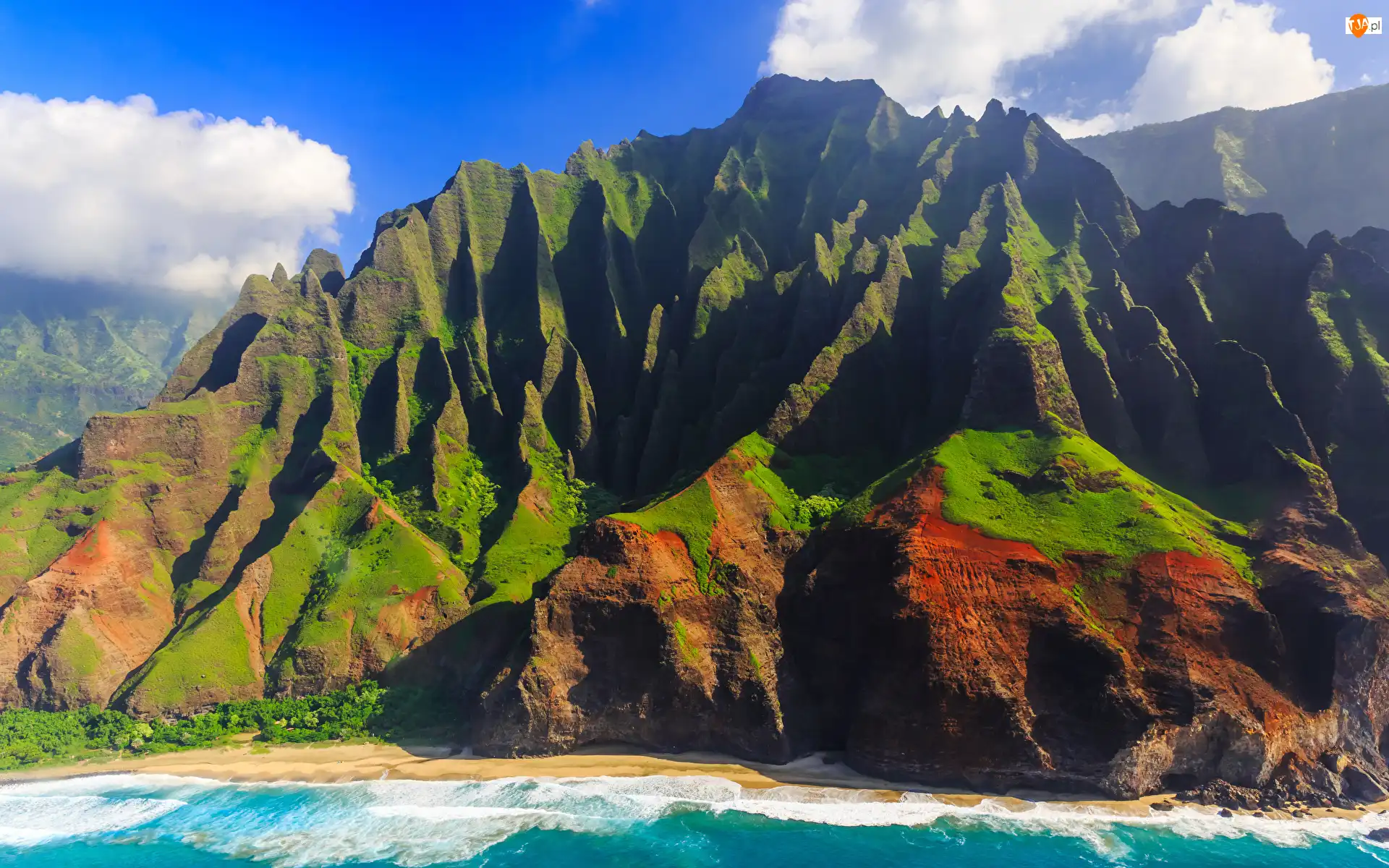 Wybrzeże, Góry, Wyspa, Hawaje, Na Pali Coast, Kauai