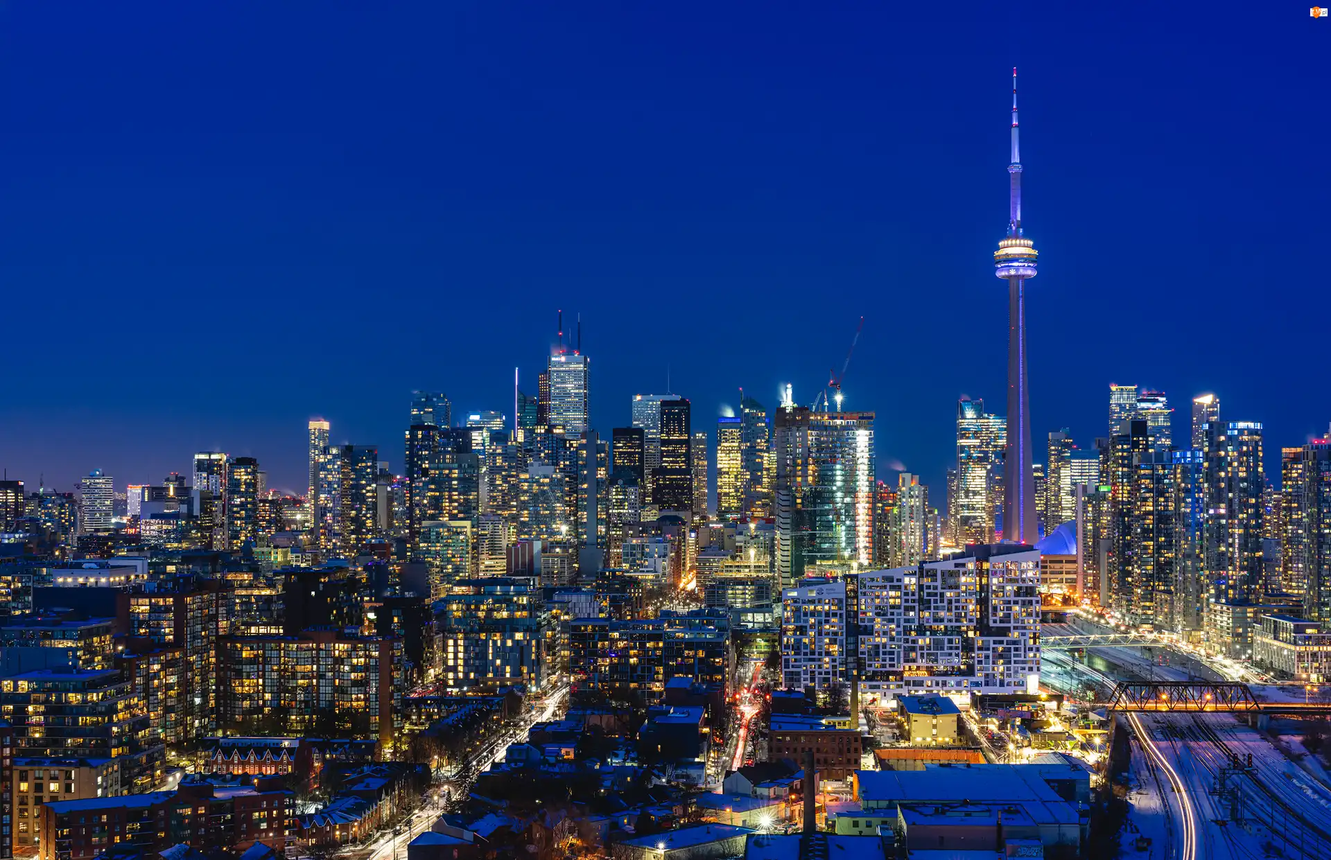 Wieżowce, CN Tower, Toronto, Kanada, Wieża