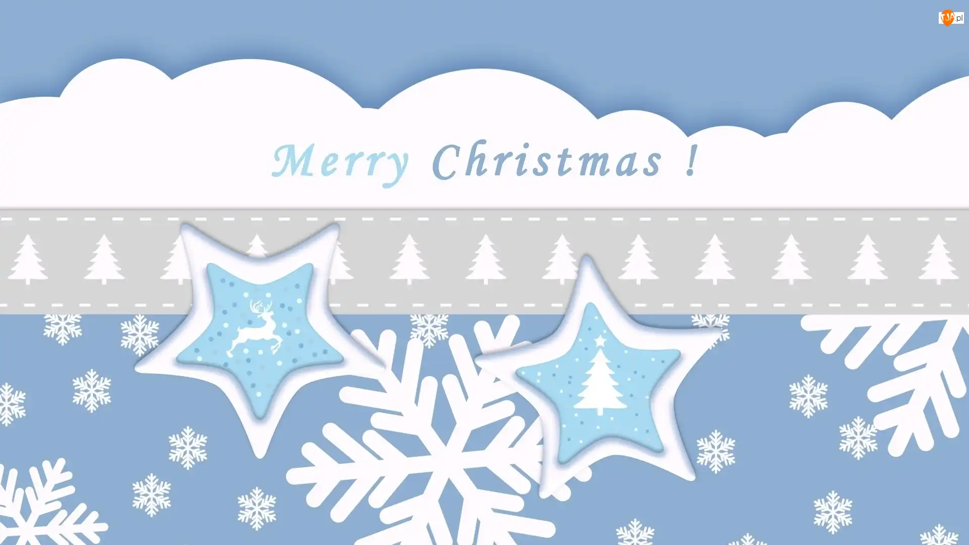 Merry Christmas, Niebieskie tło, Życzenia, Boże Narodzenie, Gwiazdki