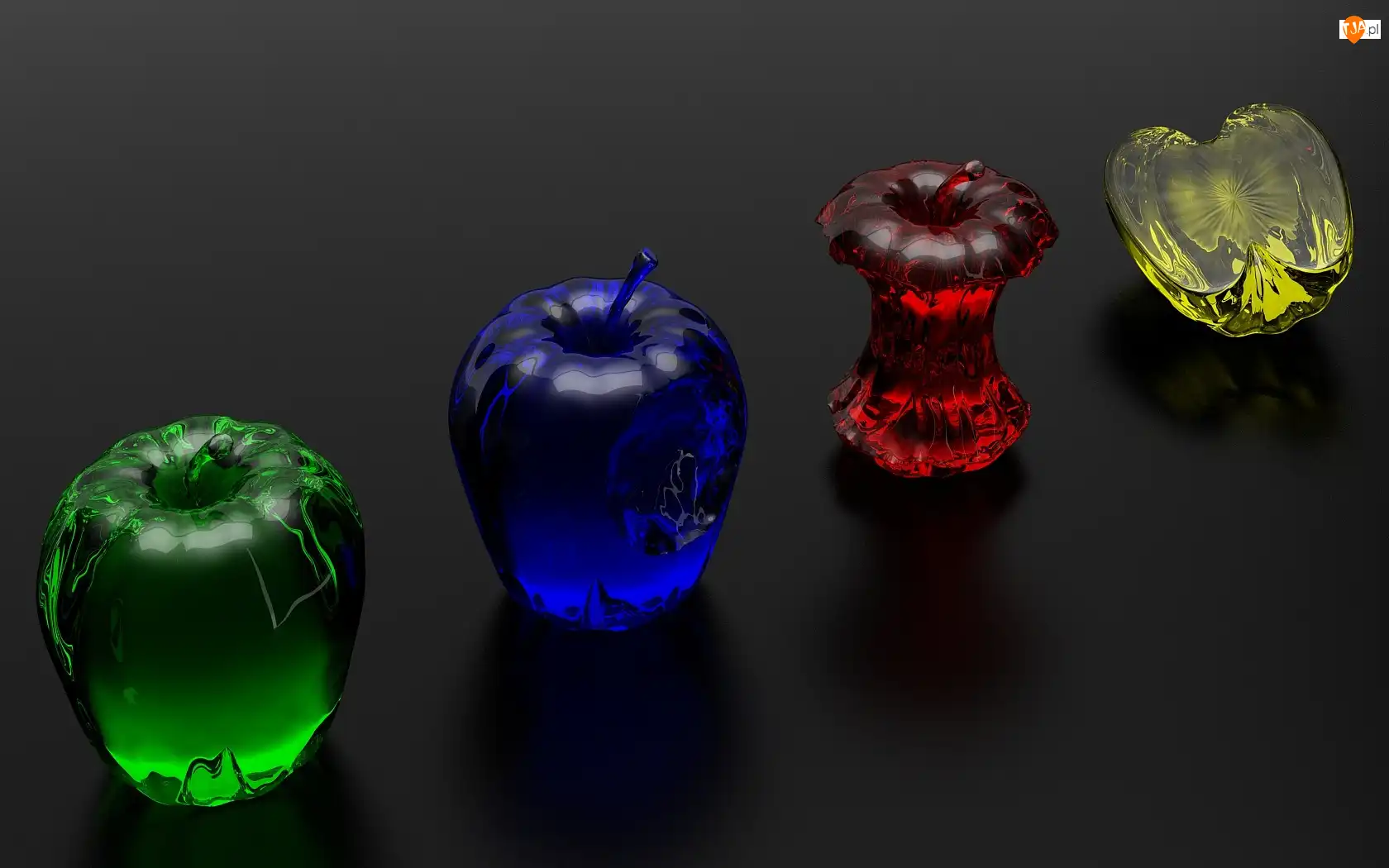 Wektorowa, Jabłka, Grafika, 3D