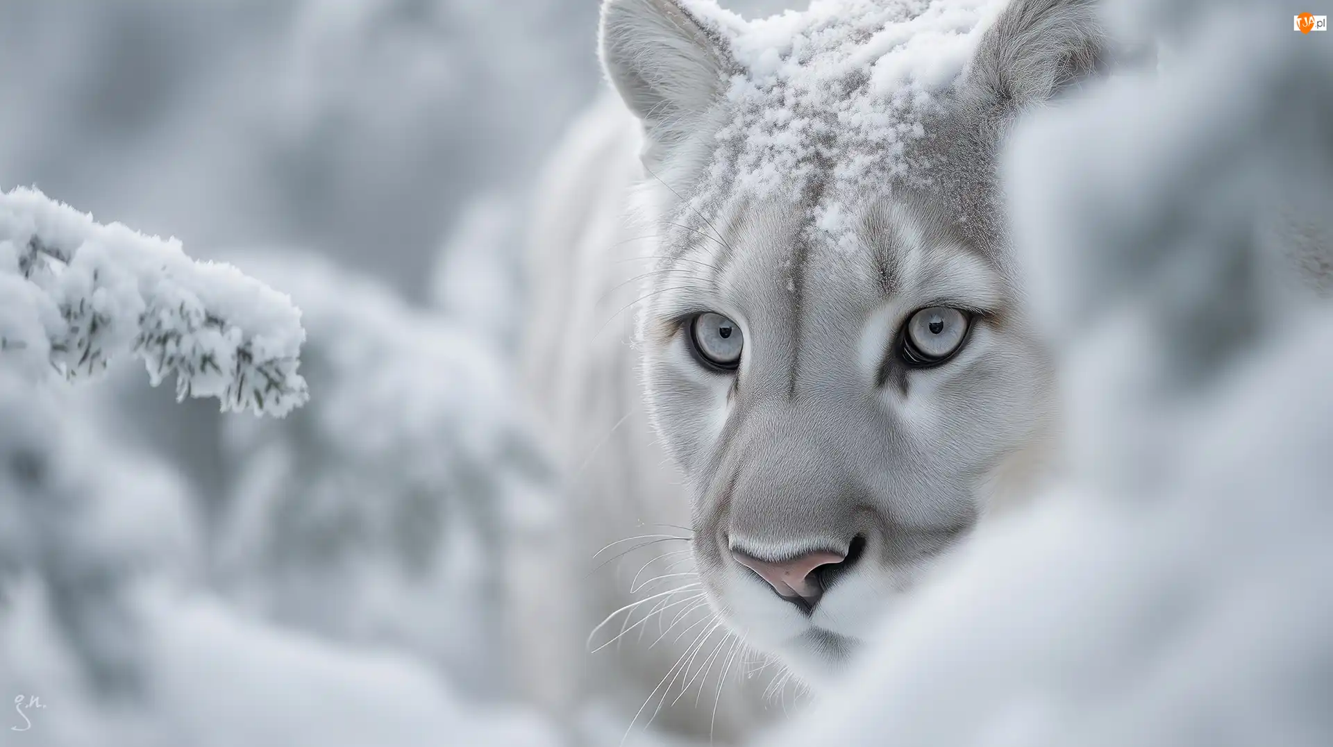 Grafika AI, Puma, Głowa, Śnieg