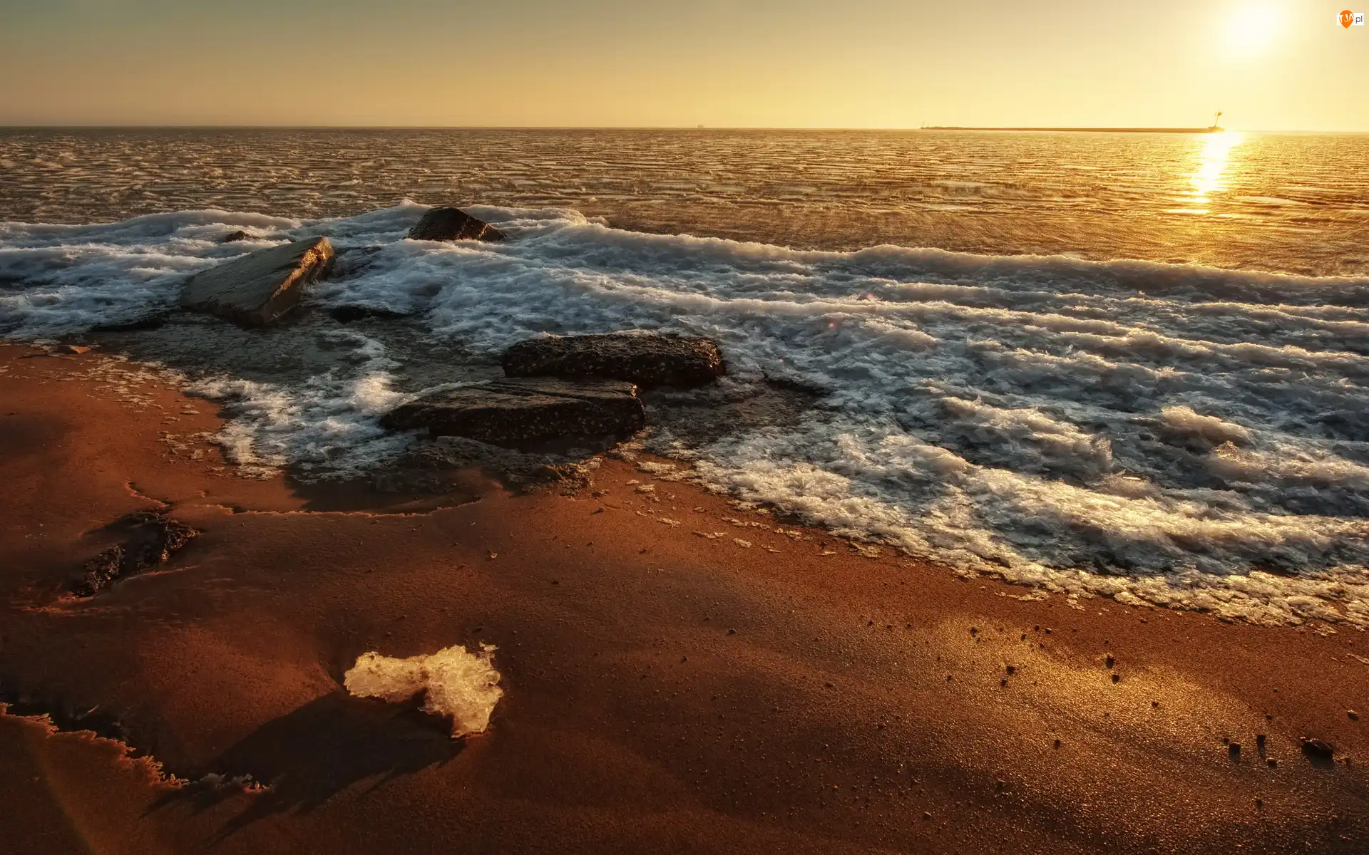 Słóńce, Morze, Fale, Plaża