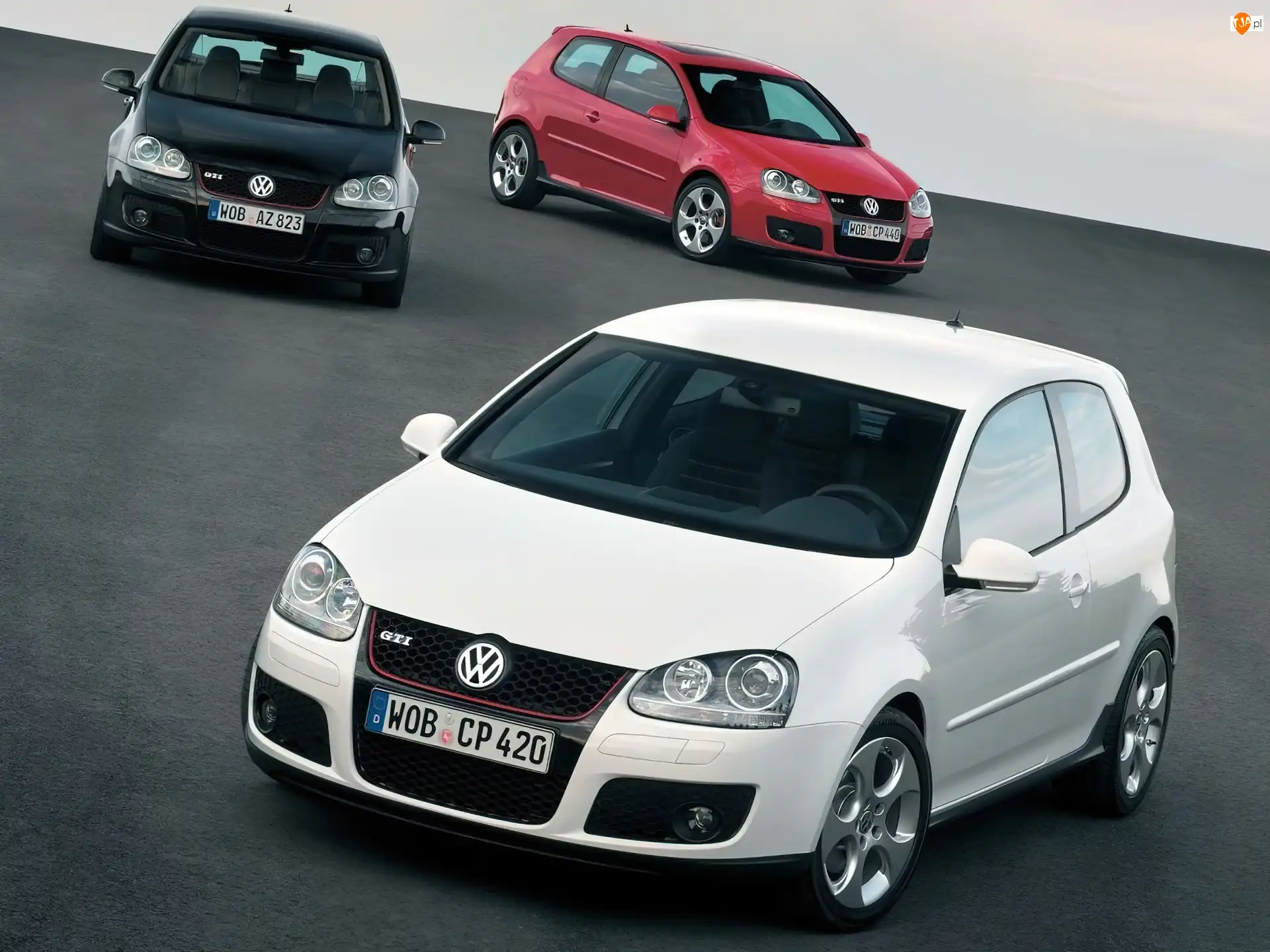 Czarny, GTI, Biały, Golf 5, Czerwony