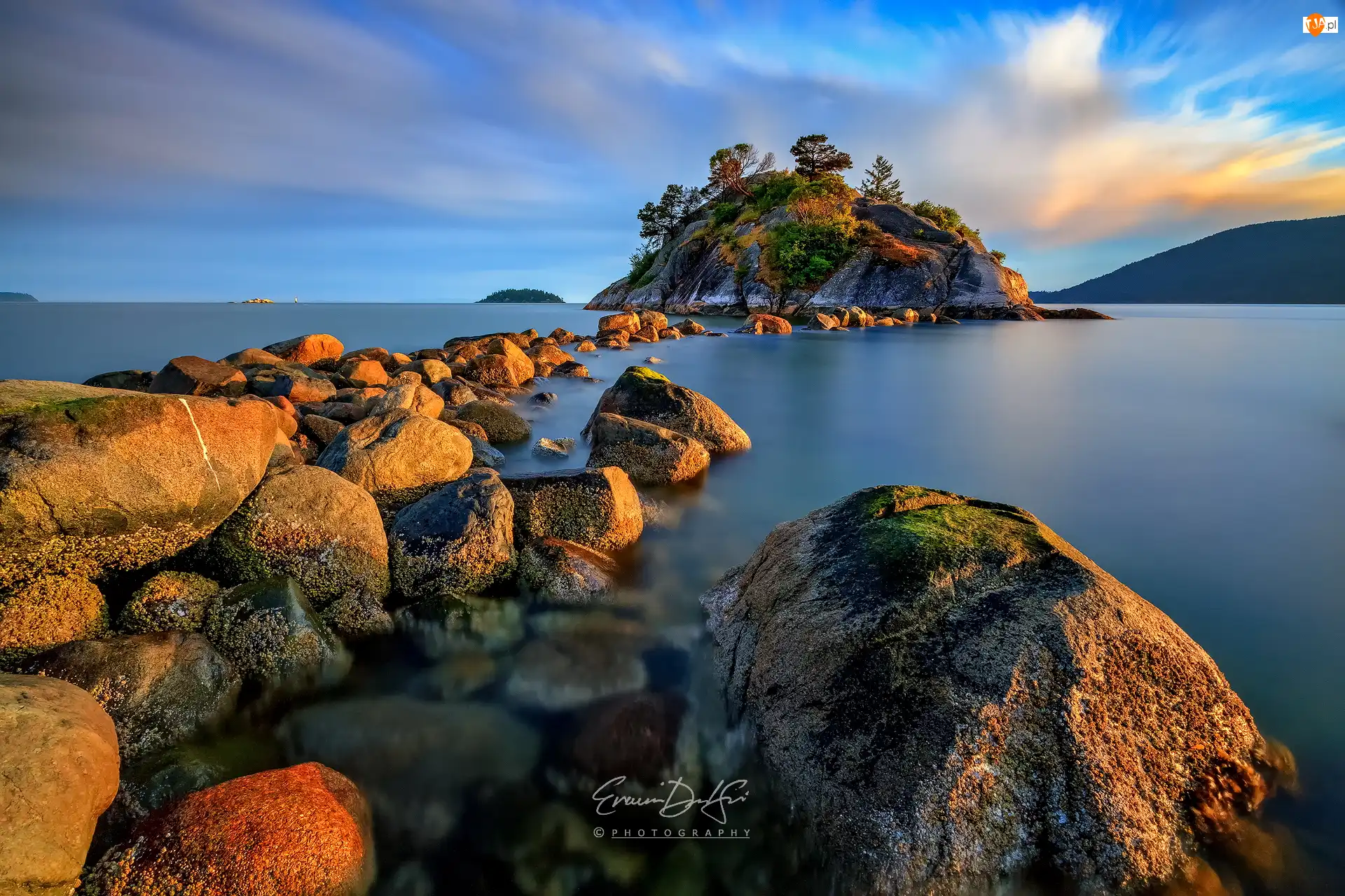 West Vancouver, Morze, Drzewa, Vancouver, Kamienie, Whytecliff Park, Kanada, Skała