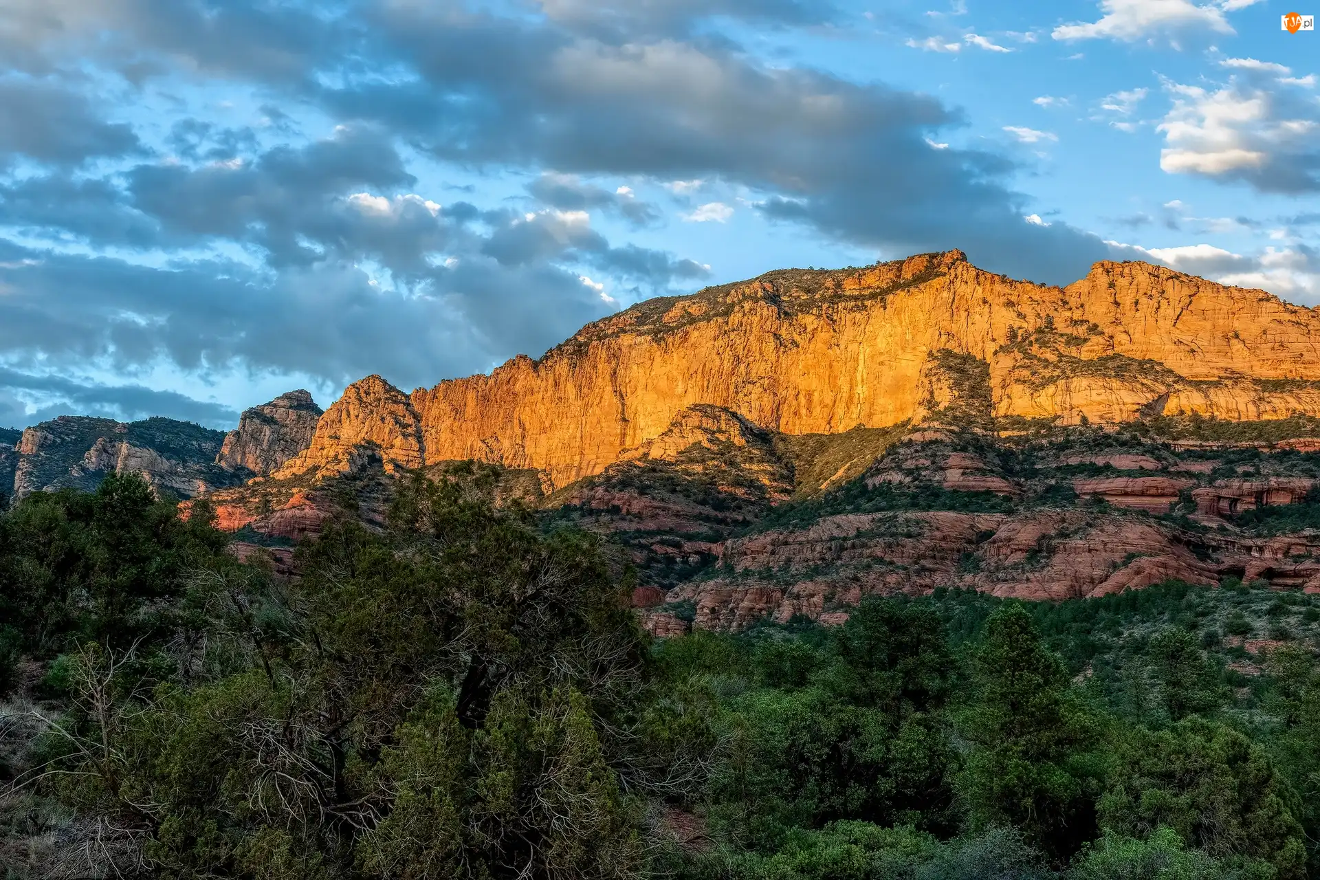 Stany Zjednoczone, Park Stanowy Slide Rock, Stan Arizona, Skały, Lasy, Kanion, Drzewa, Kanion Oak Creek Canyon, Góry