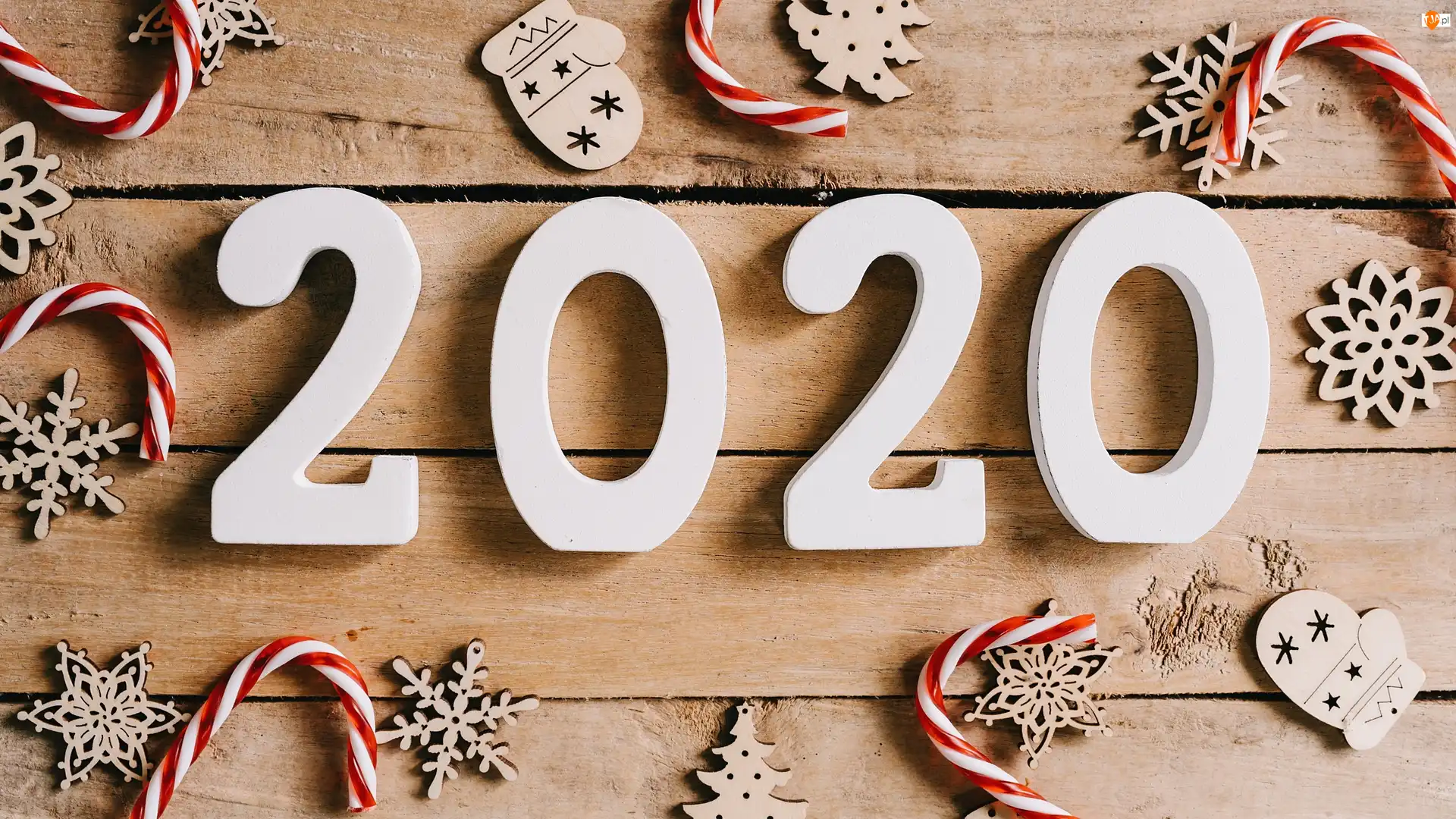 Cyfry, 2020, Deski, Nowy Rok, Ozdoby, Lizaki, Śnieżynki