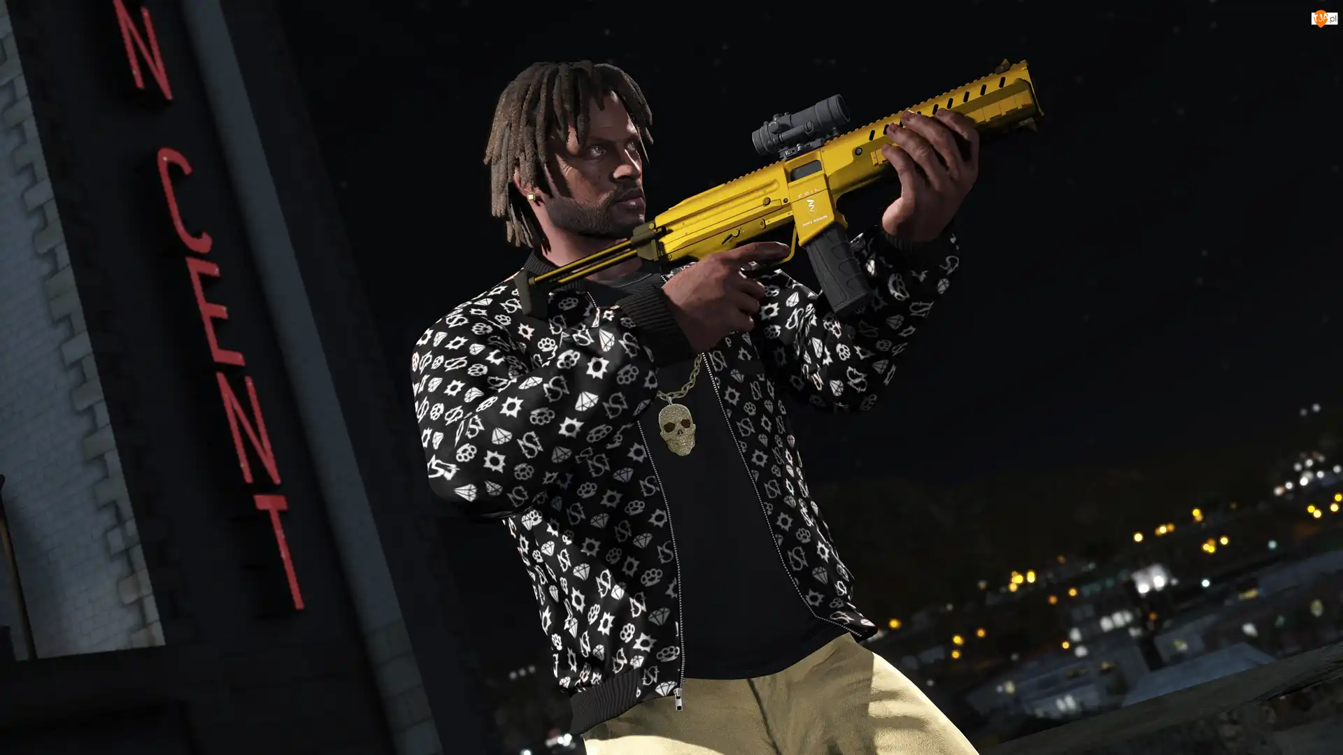 GTA 5, Pistolet maszynowy Combat PDW, Grand Theft Auto V, Gra, Mężczyzna
