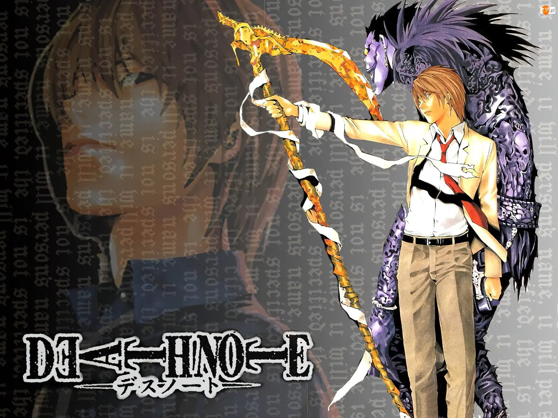 kosa, krawat, chłopak, Death Note, potwór
