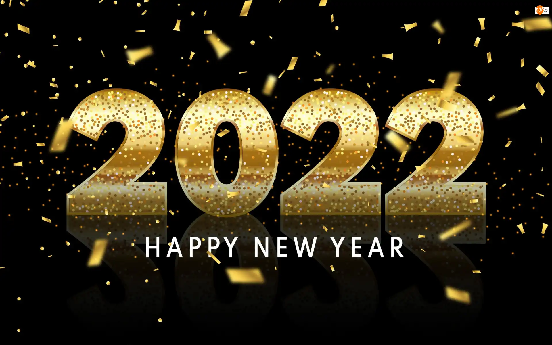 Data, Nowy Rok, Napis, Czarne tło, 2022, Happy New Year