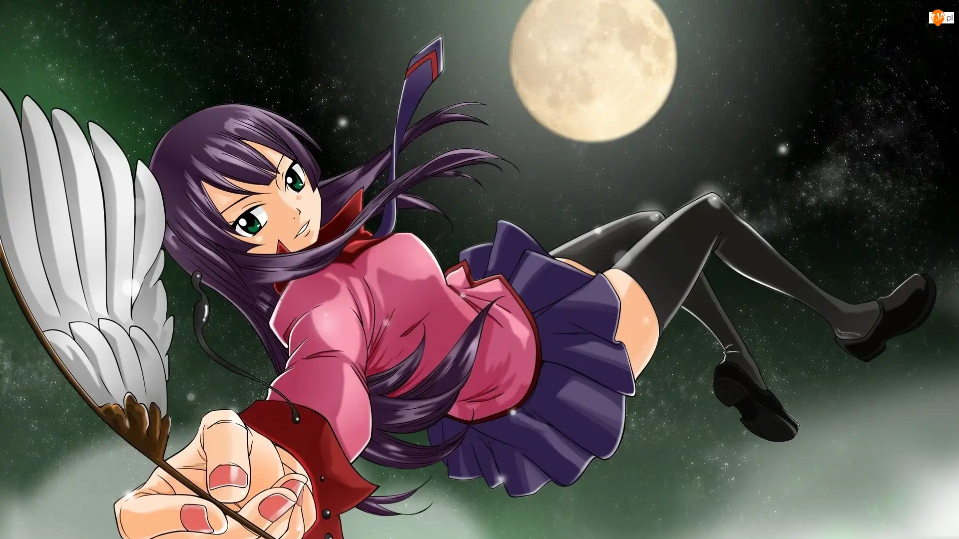 Pióro, Dziewczyna, Noc, Anime, Księżyc, Manga