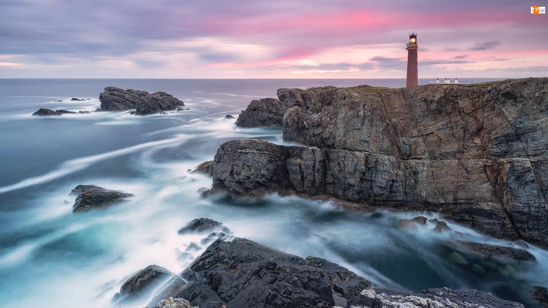 Wybrzeże, Morze, Szkocja, Butt of Lewis Lighthouse, Skały, Latarnia morska