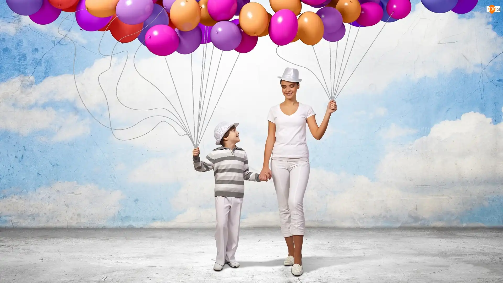 Balony, Kobieta, Dziecko