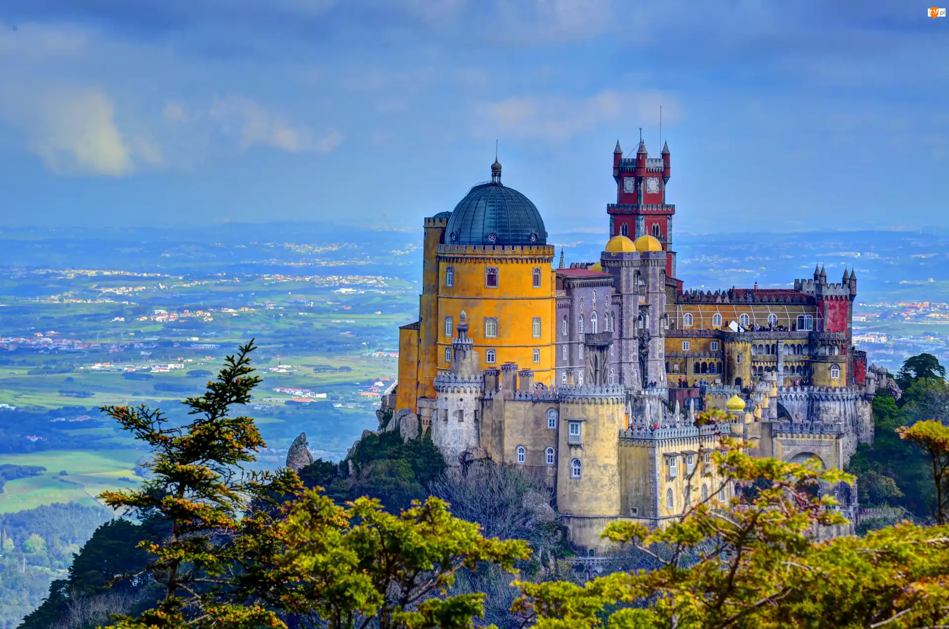 Miejscowość Sintra, Wzgórze, Region Lizbona, Portugalia, Pałac Pena