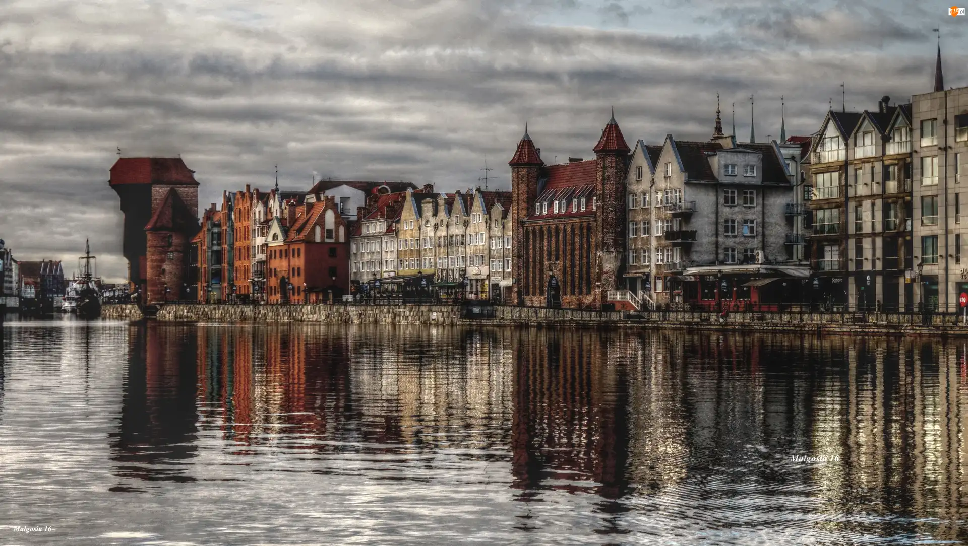 Zabytkowe, HDR, Motława, Gdańsk, Kamienice
