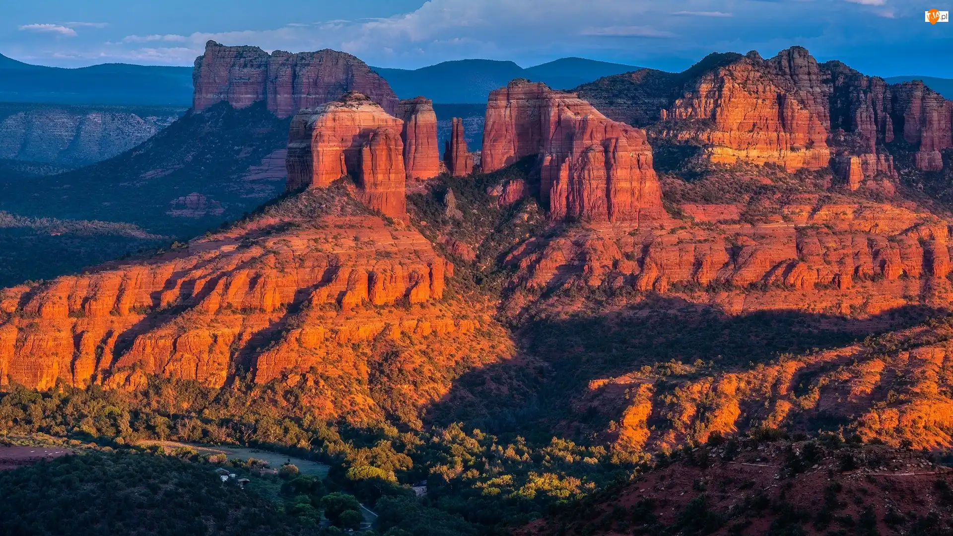 Arizona, Stany Zjednoczone, Cathedral Rock, Drzewa, Skały, Sedona