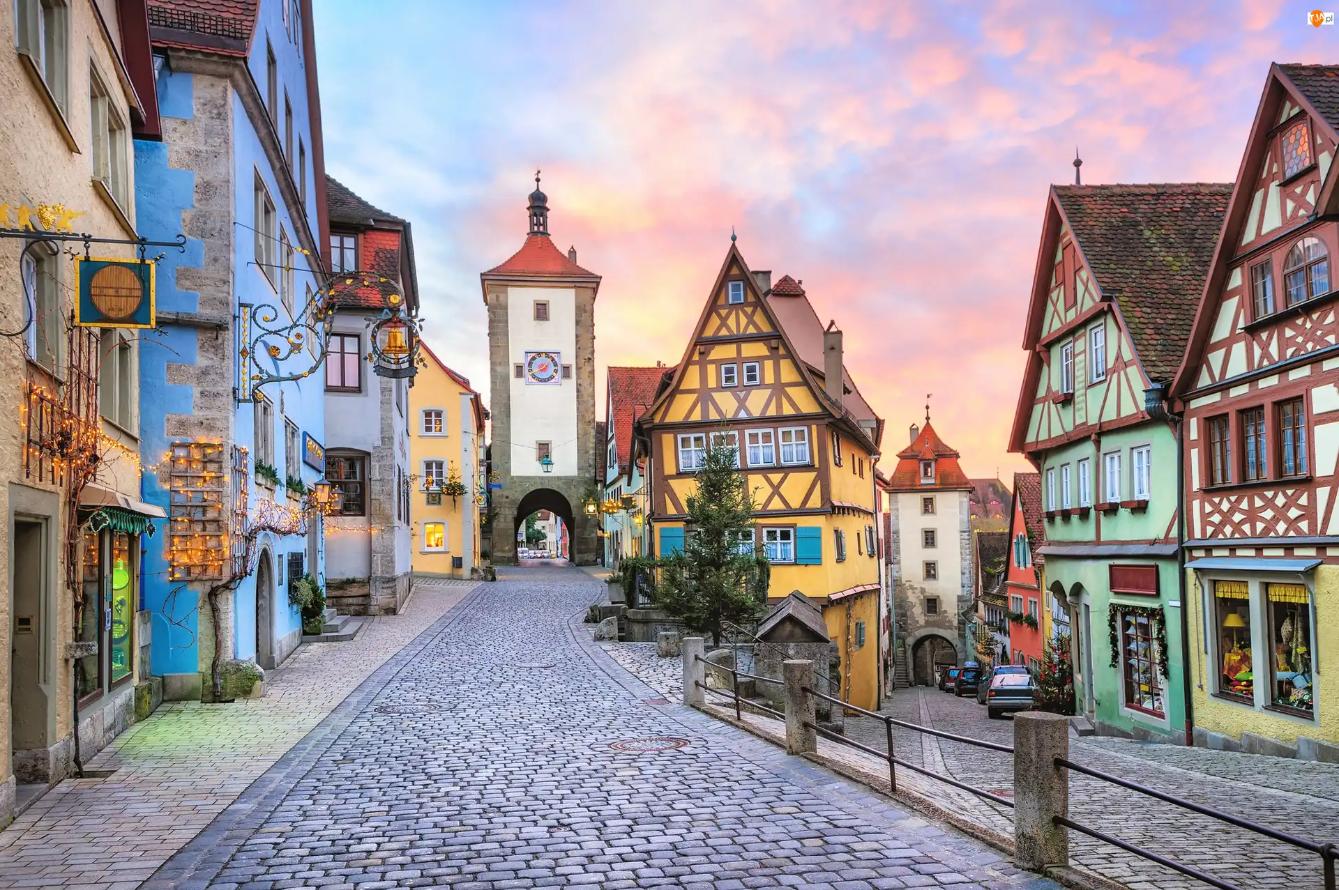 Rothenburg ob der Tauber, Bawaria, Domy, Miasto, Kolorowe, Uliczka, Niemcy